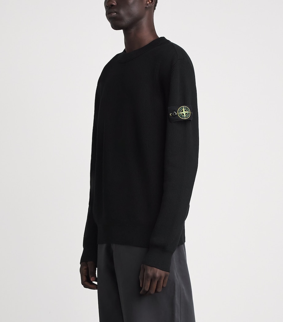 Stone Island Mens Cotton Rib-Knit Compass Sweater Image 4