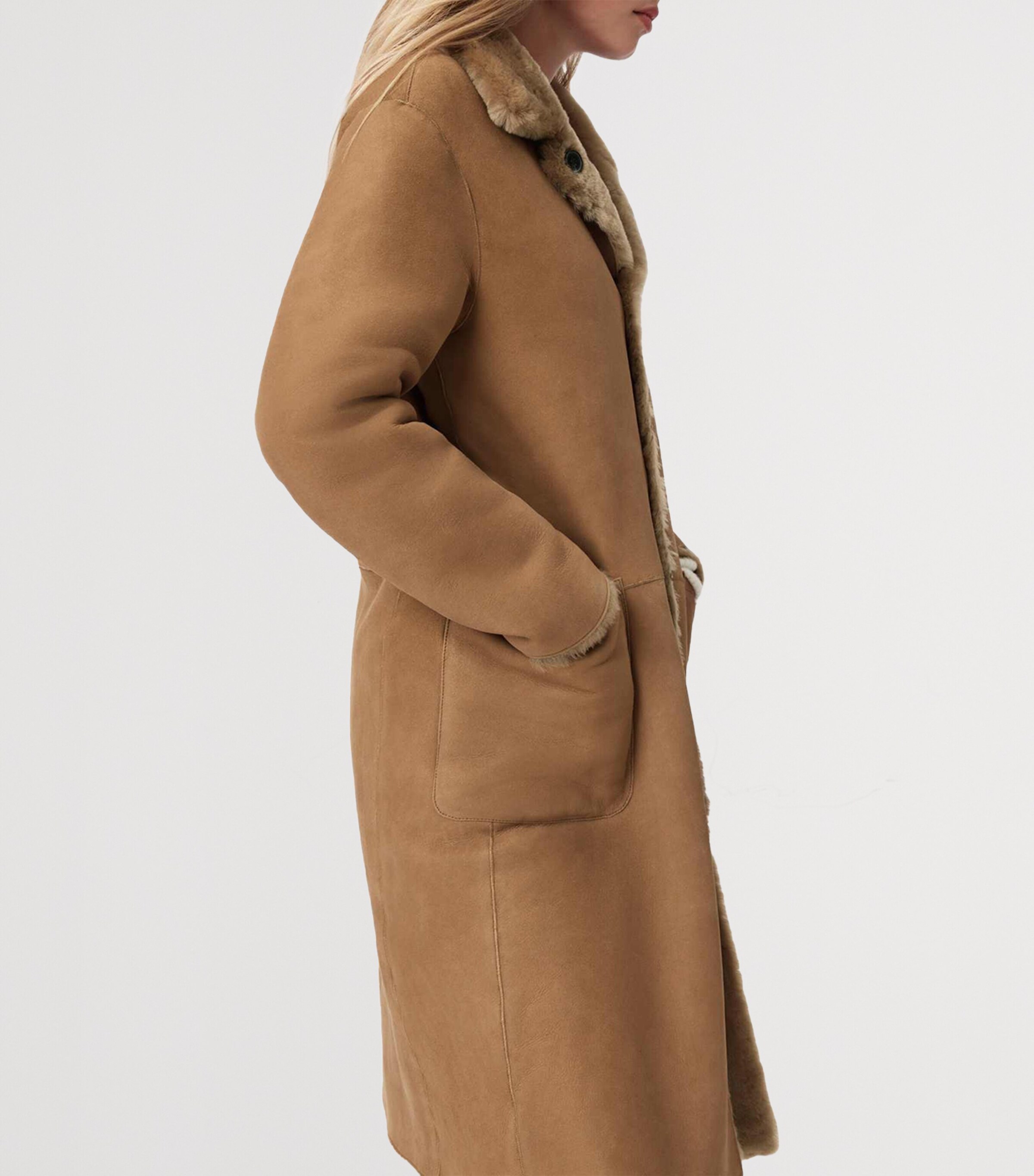 Shearling Reversible Serra Coat CONKER BROWN Image 7