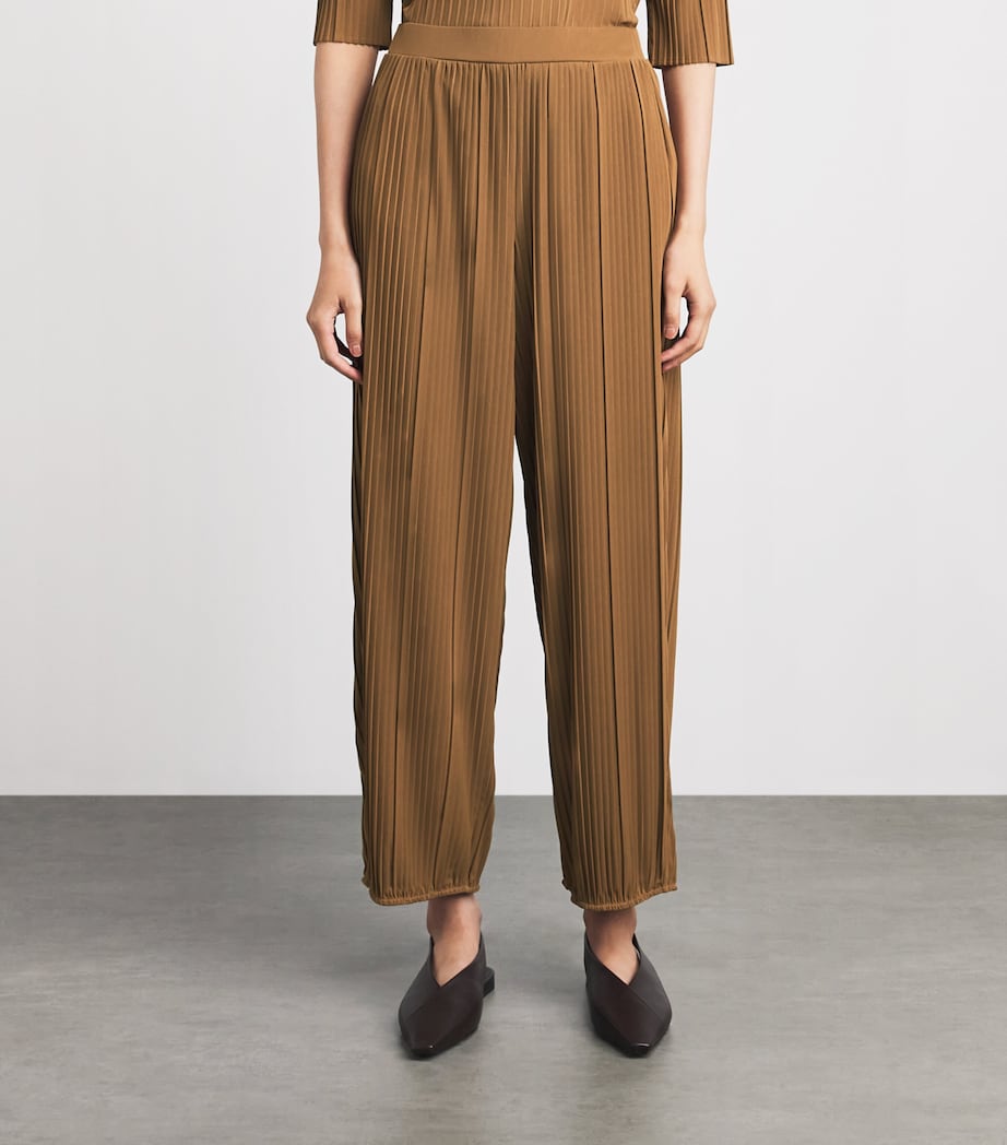 MM Womens Chiffon Plissé Pleated Trousers Hazelnut Brown Image 4