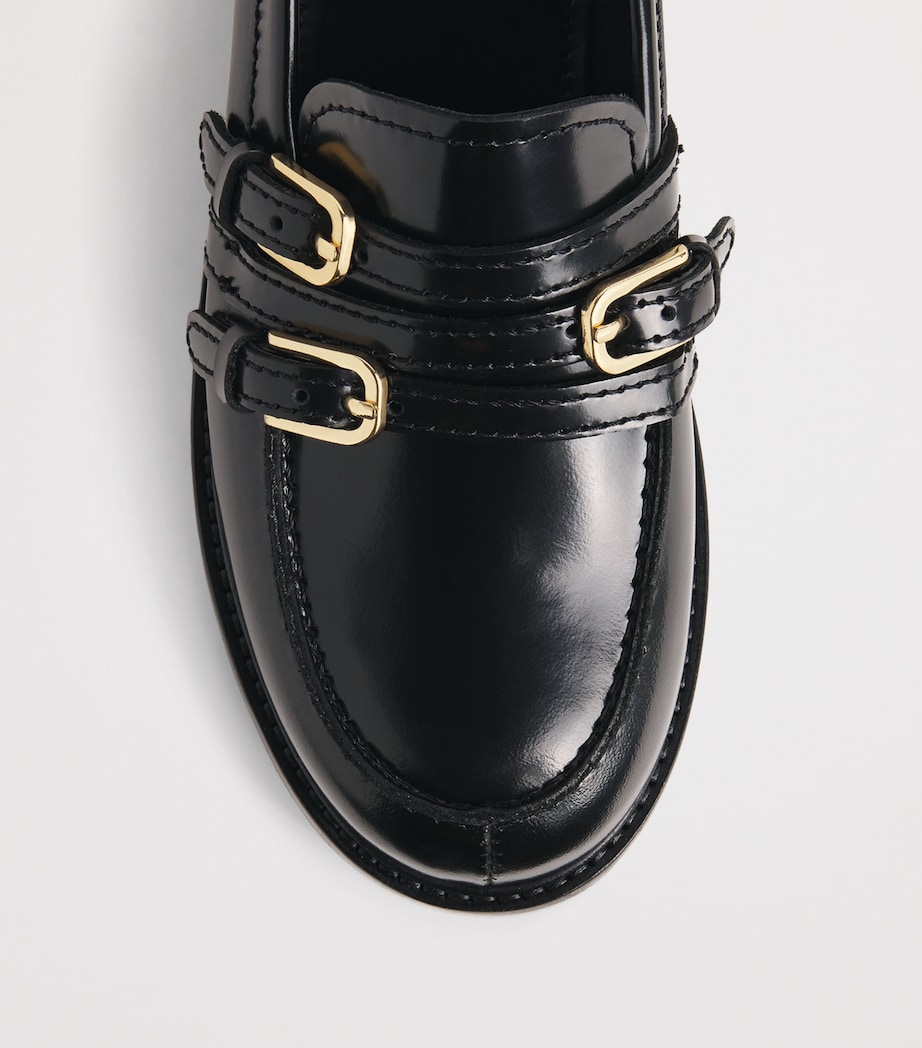 Sandro Paris Leather Buckled Loafers Black Image 6