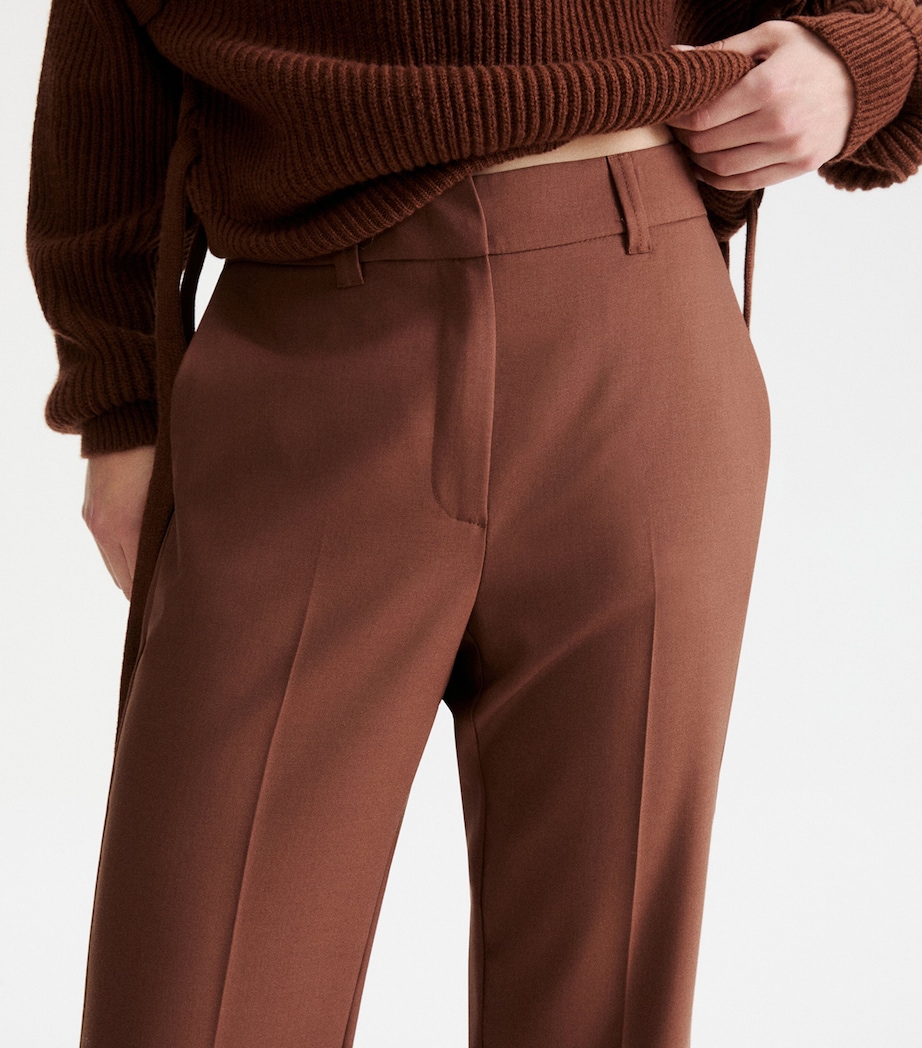 Marella Womens Virgin Wool Straight Trousers Caramel Image 5