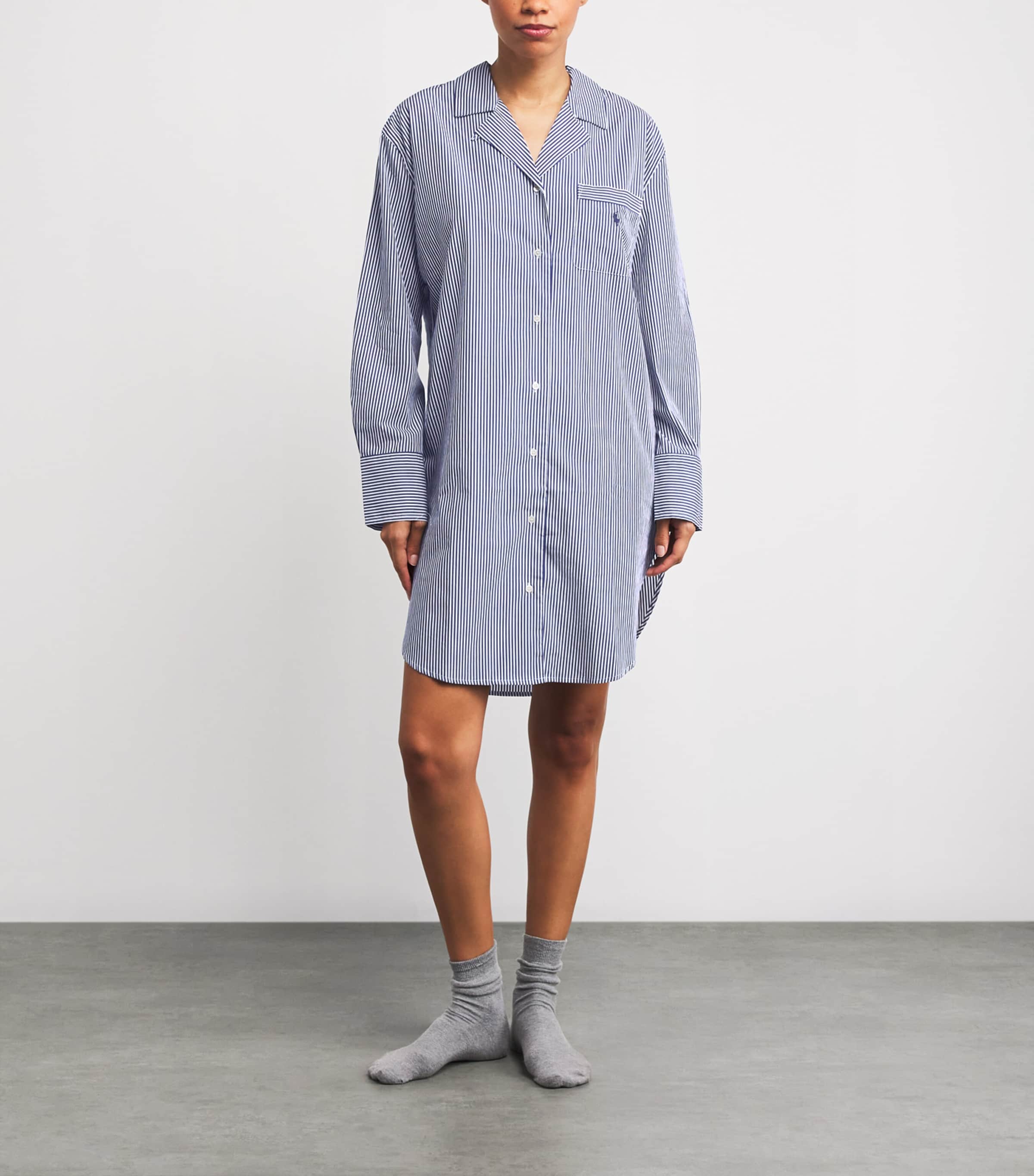 Cotton Poplin Stripe Pyjama Shirt WHITE CLOUD/BEA Image 2