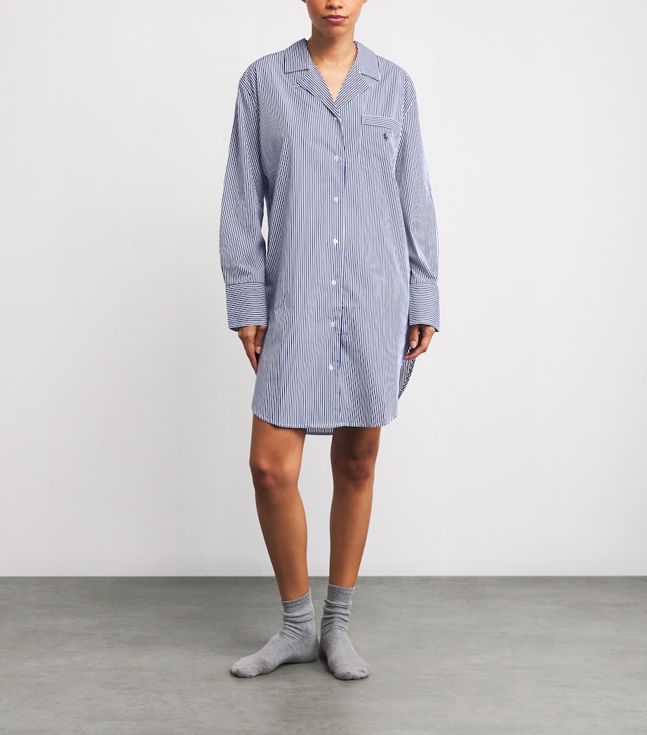 Cotton Poplin Stripe Pyjama Shirt WHITE CLOUD/BEA Image 2