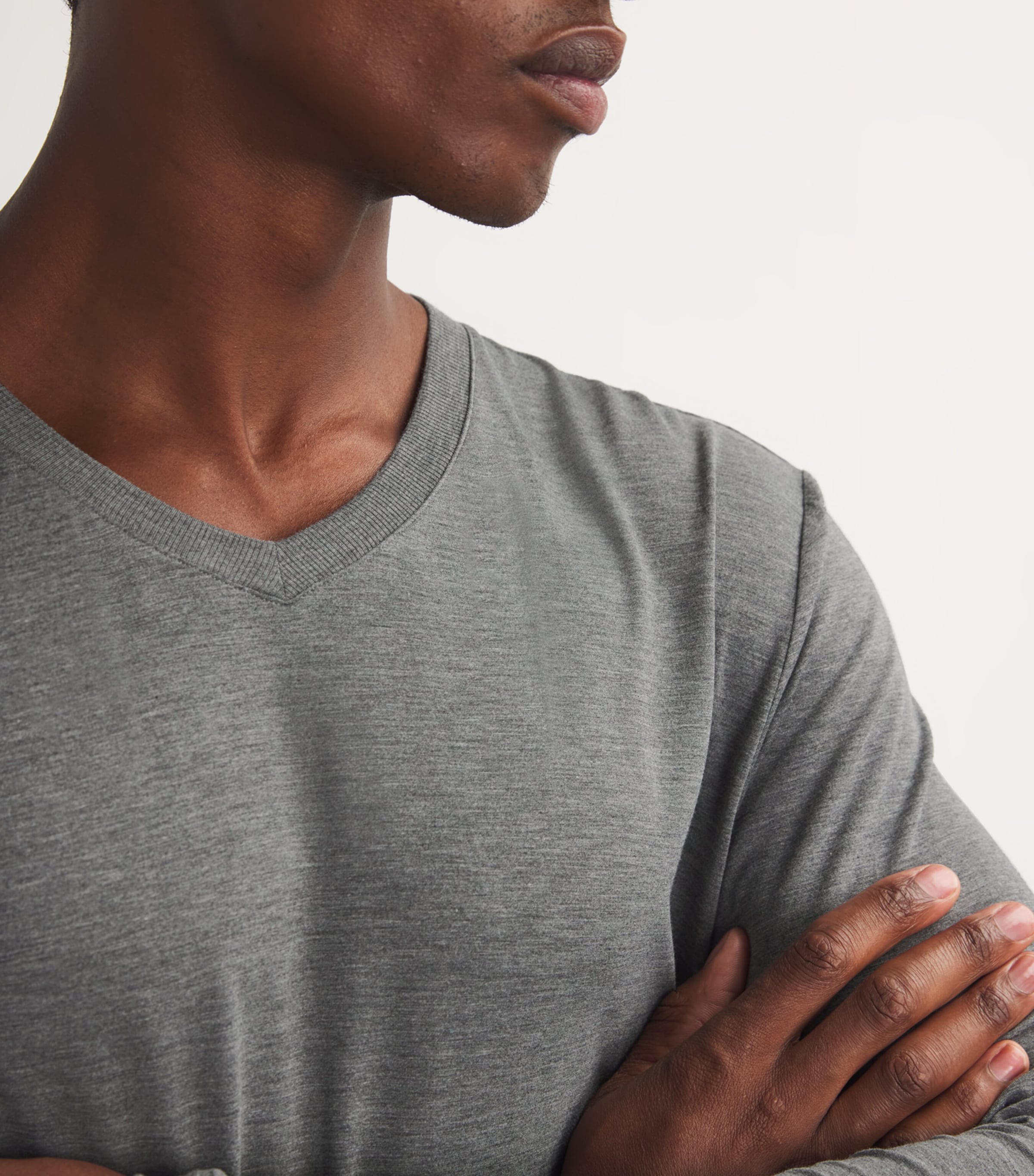 Casuals V-Neck T-Shirt 1945/STONE MELANGE Image 6