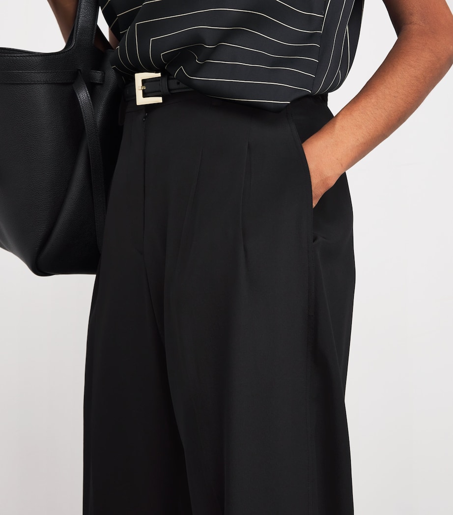 Crepe de Soie Silk Tarn Trousers BLACK Image 6