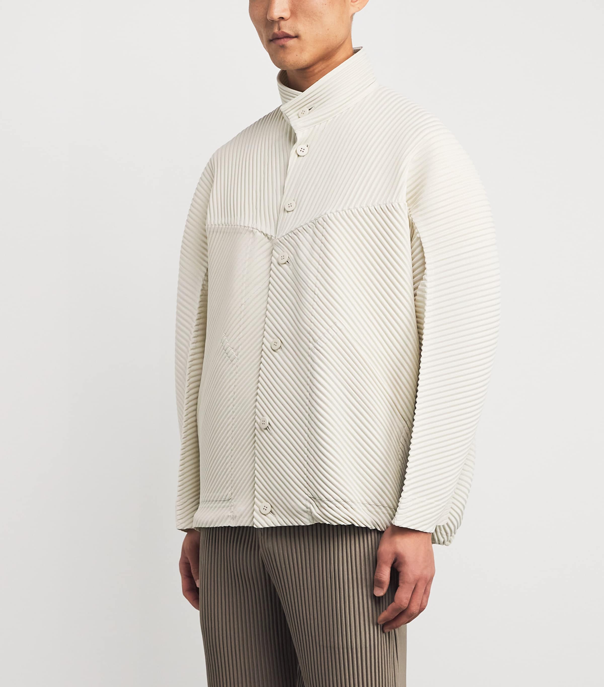 Homme Plissé Issey Miyake White Pleated Bomber Jacket | Harrods US