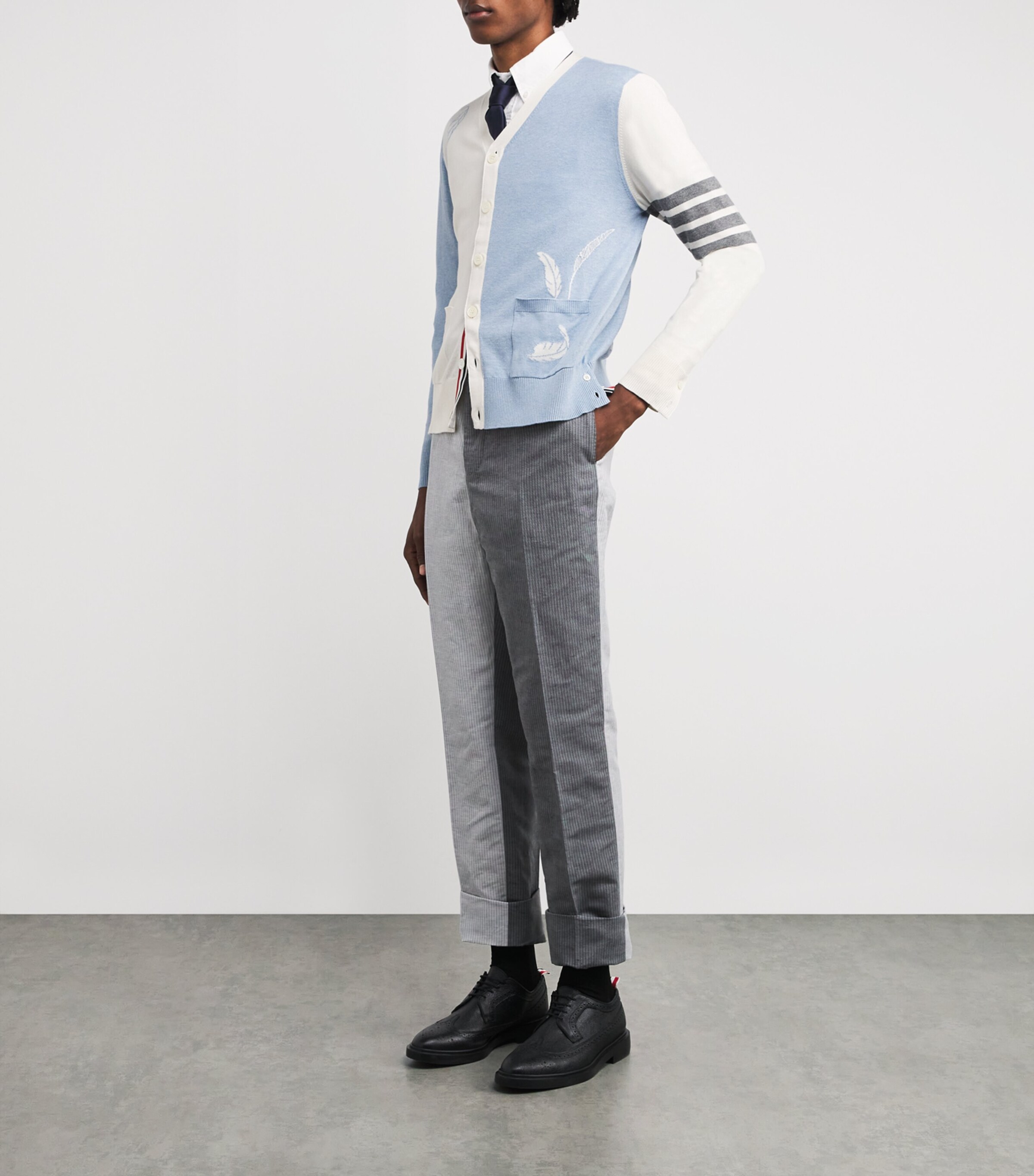 Cotton Feather Cardigan LT BLUE Image 2