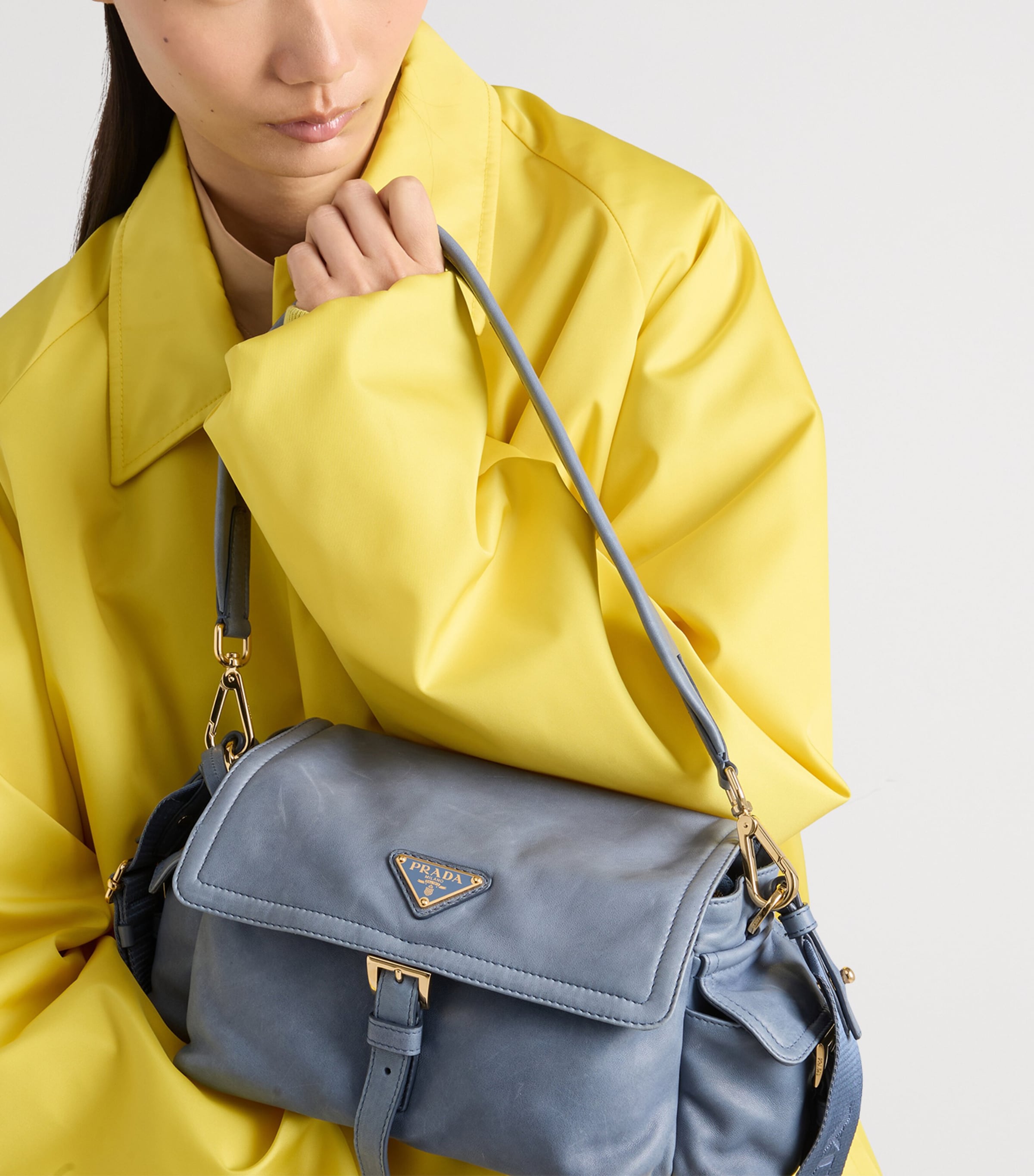 Prada Medium Lambskin Explore Shoulder Bag Blue Image 2
