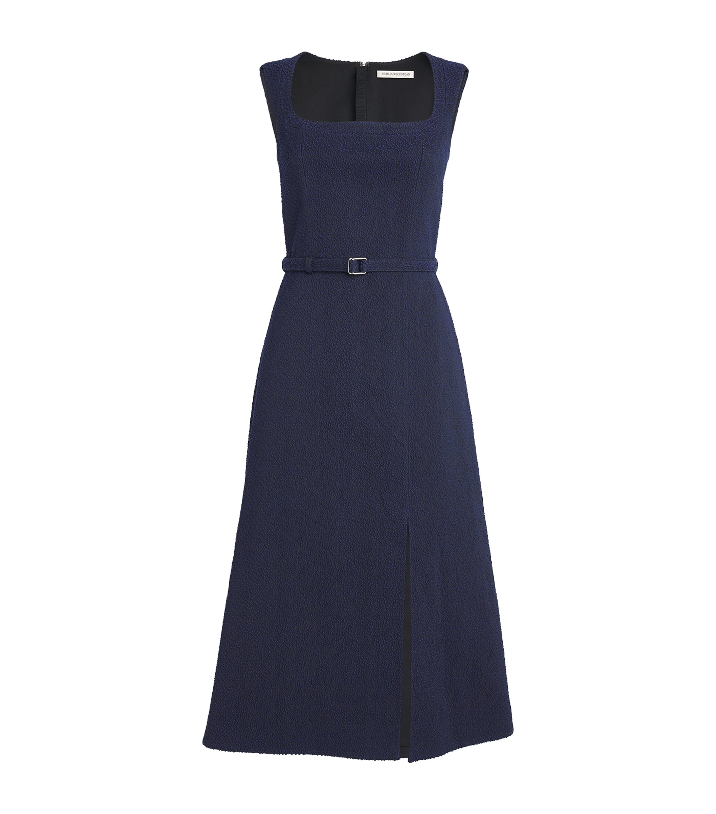 EMILIA WICKSTEAD COTTON-BLEND BELTED PINAH MIDI DRESS