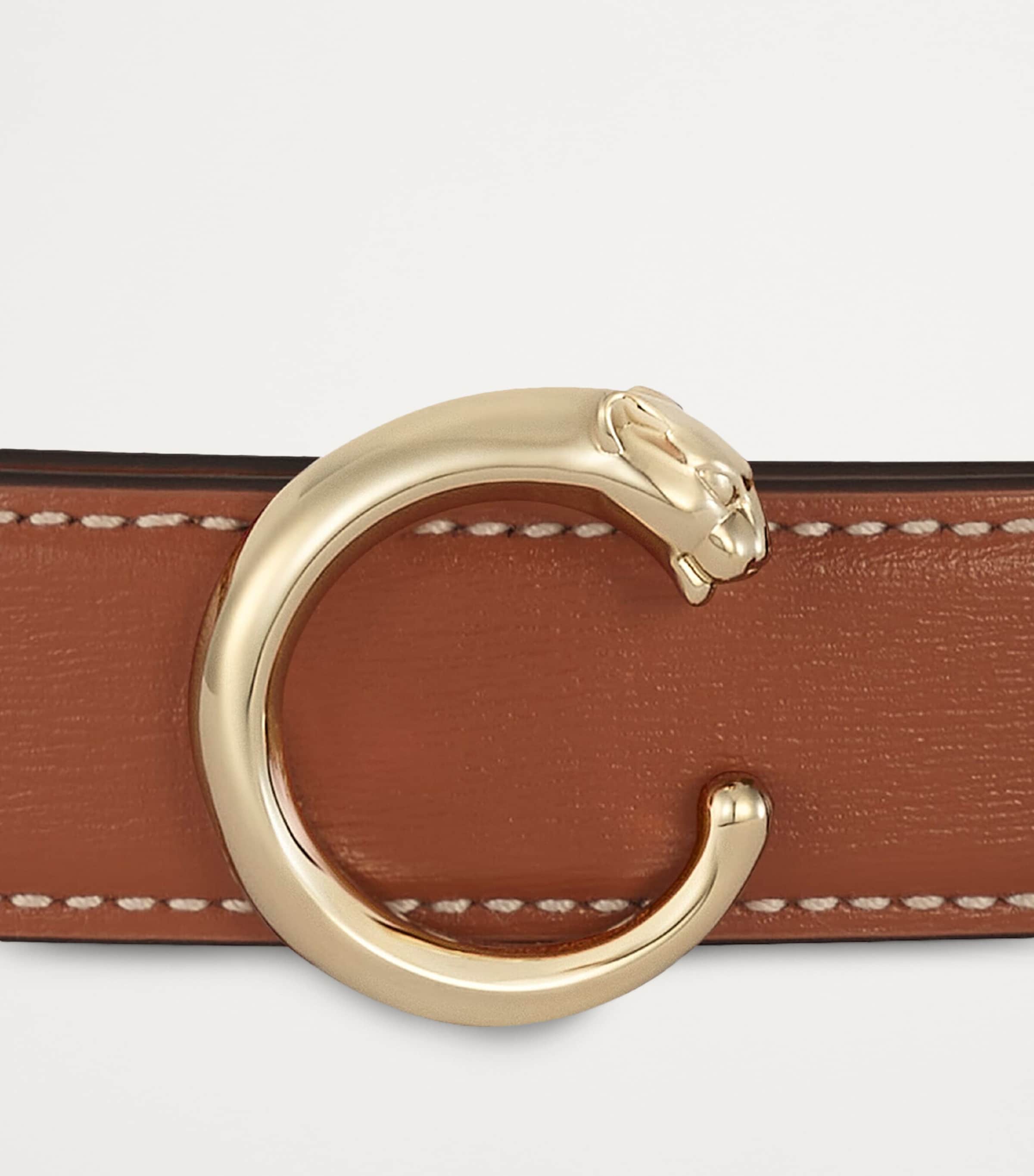 Small Leather Panthère de Cartier Belt (75cm) CARAMEL Image 2