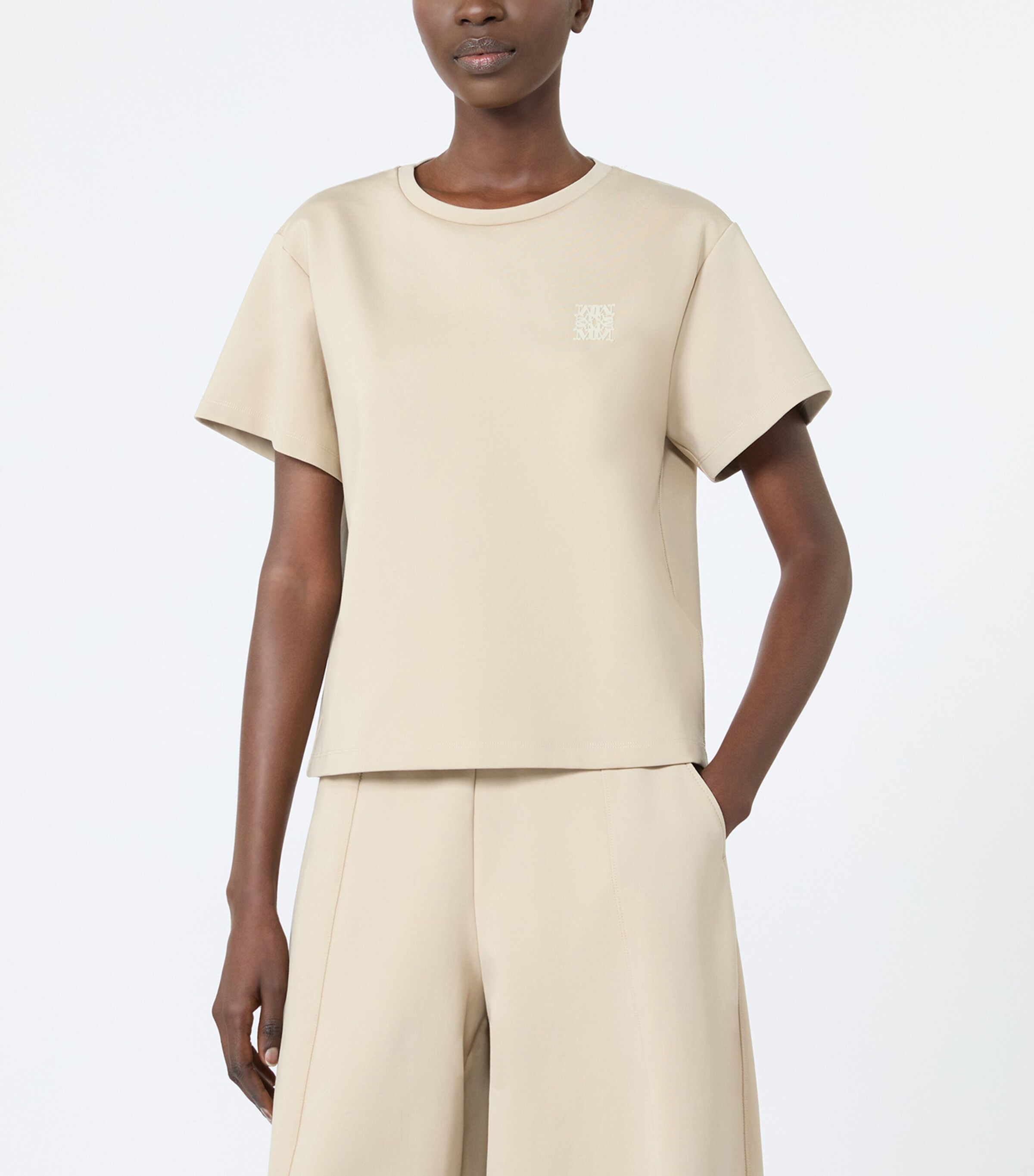 Max Mara Womens Boxy Logo T-Shirt Stone Image 3