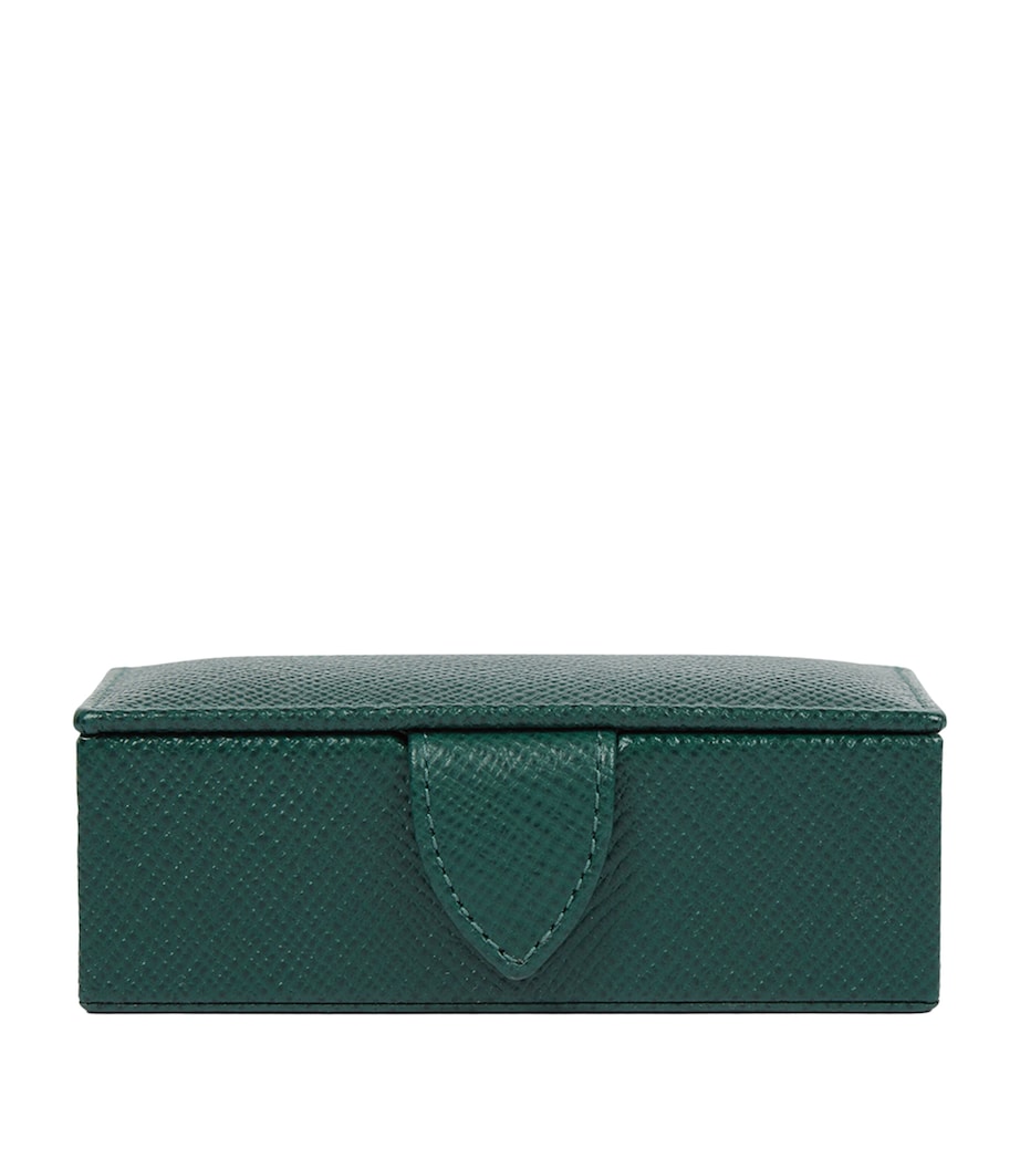 Smythson Panama Leather Cufflink Box Forest Green Image 1