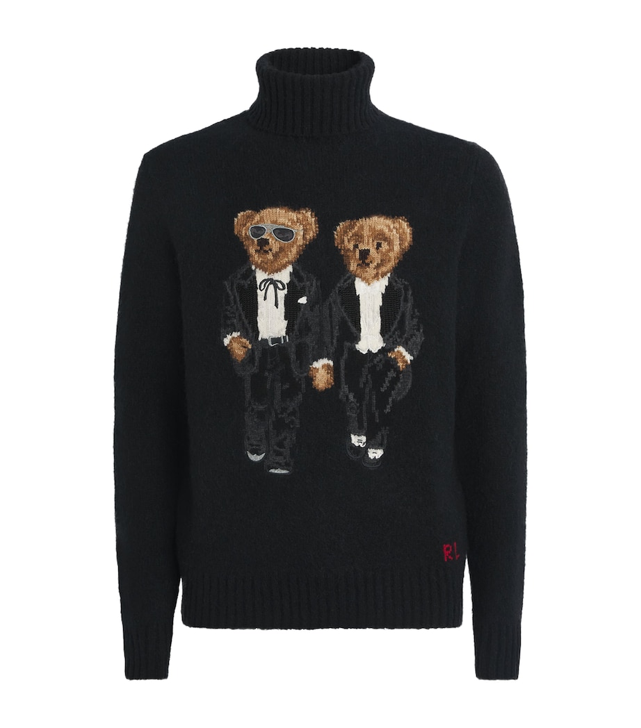 Wool-Blend Ralph & Ricky Tuxedo Polo Bear Rollneck Sweater BLACK Image 1