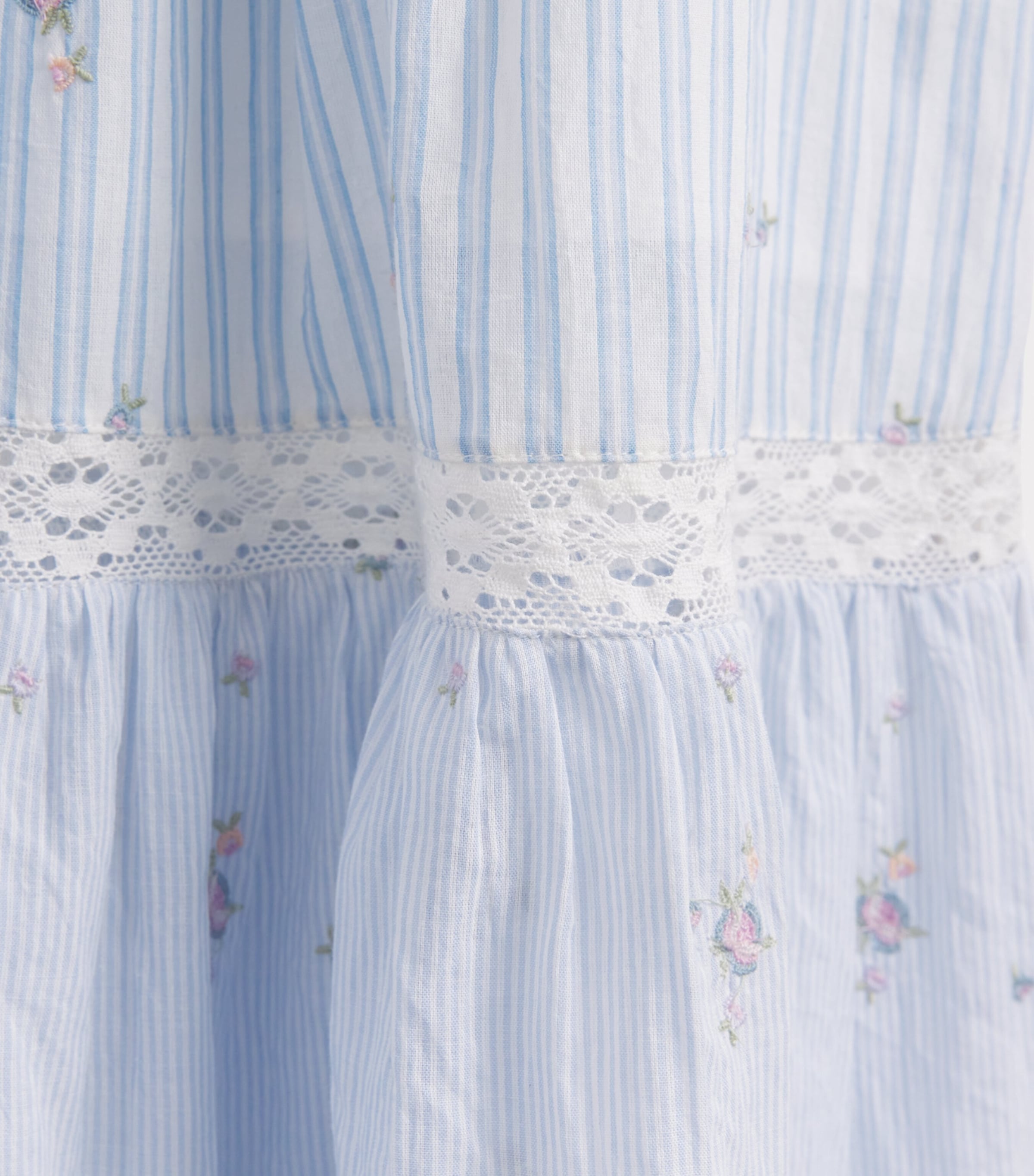 LoveShackFancy Cotton Floral-Embroidered Rhiannon Dress (7-14 Years) Skymtsky Mist Image 3