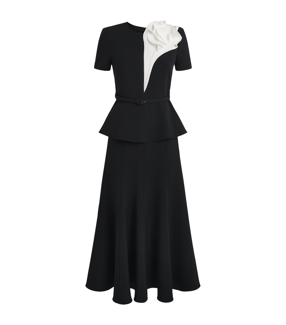 Roland Mouret Womens Floral-Appliqué Midi Dress Black Image 1