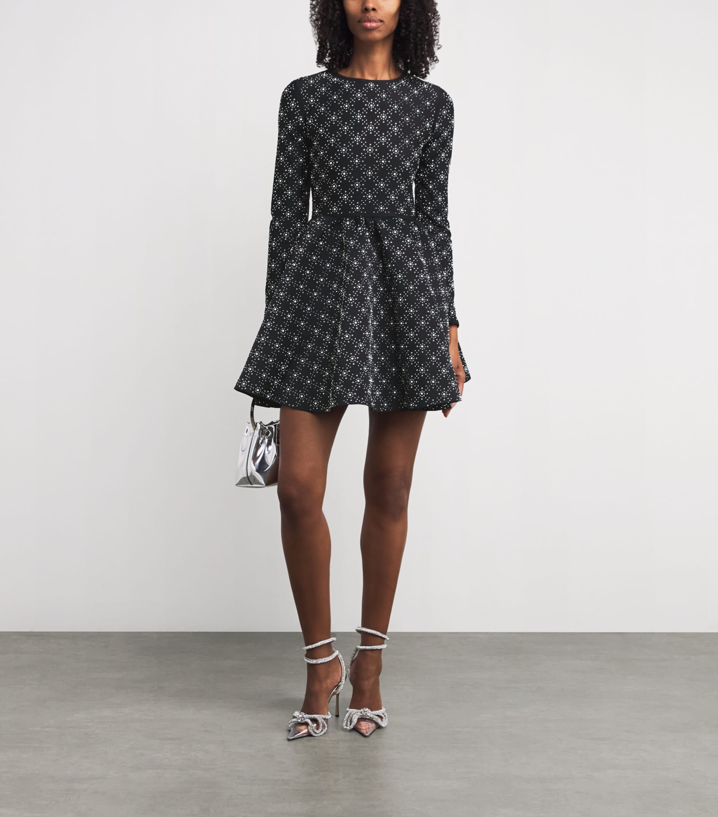 Embellished Mini Skater Dress BLACK Image 2