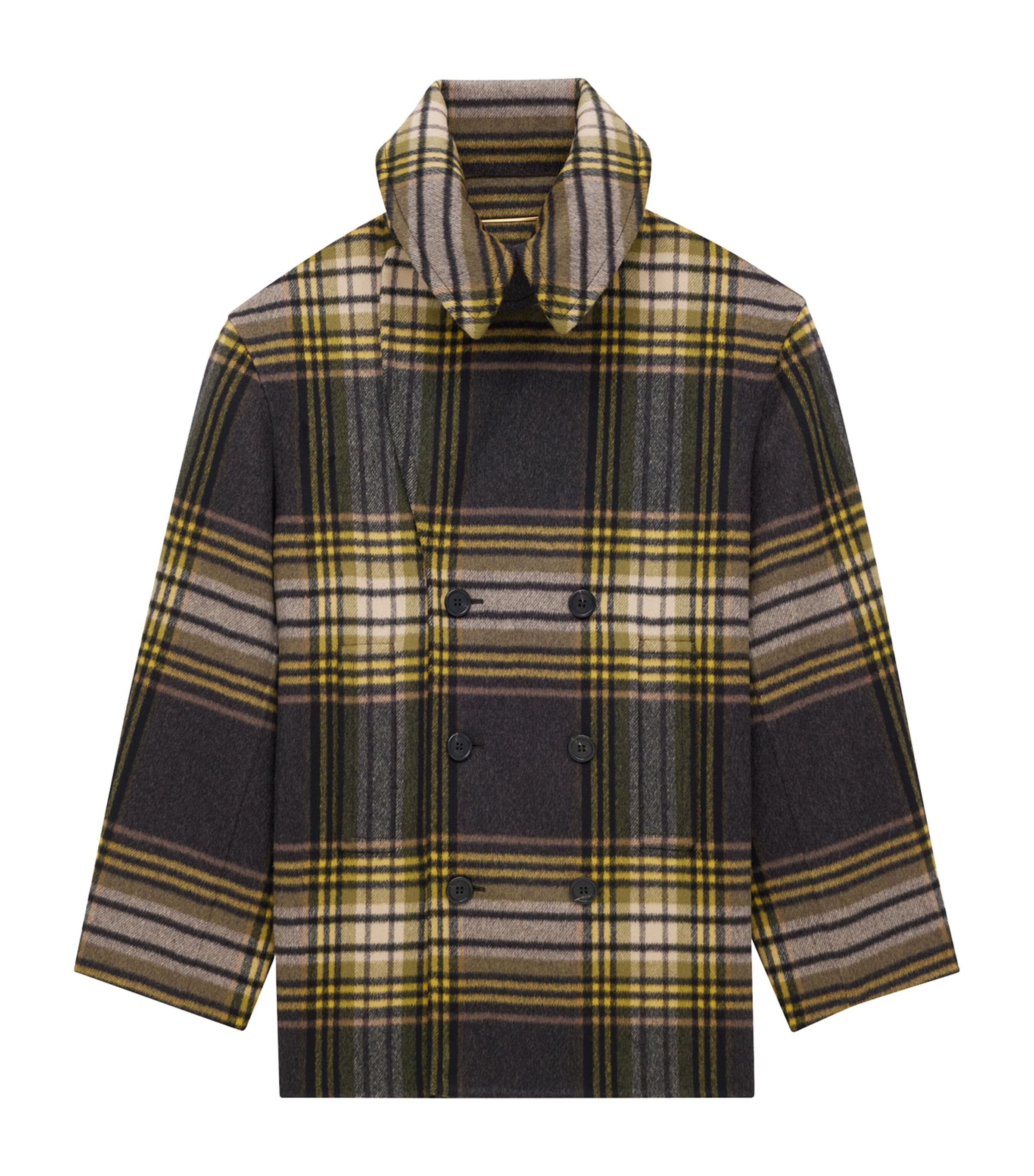 Virgin Wool Check Pea Coat 1737 Image 3