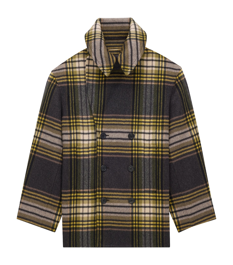 Virgin Wool Check Pea Coat 1737 Image 3