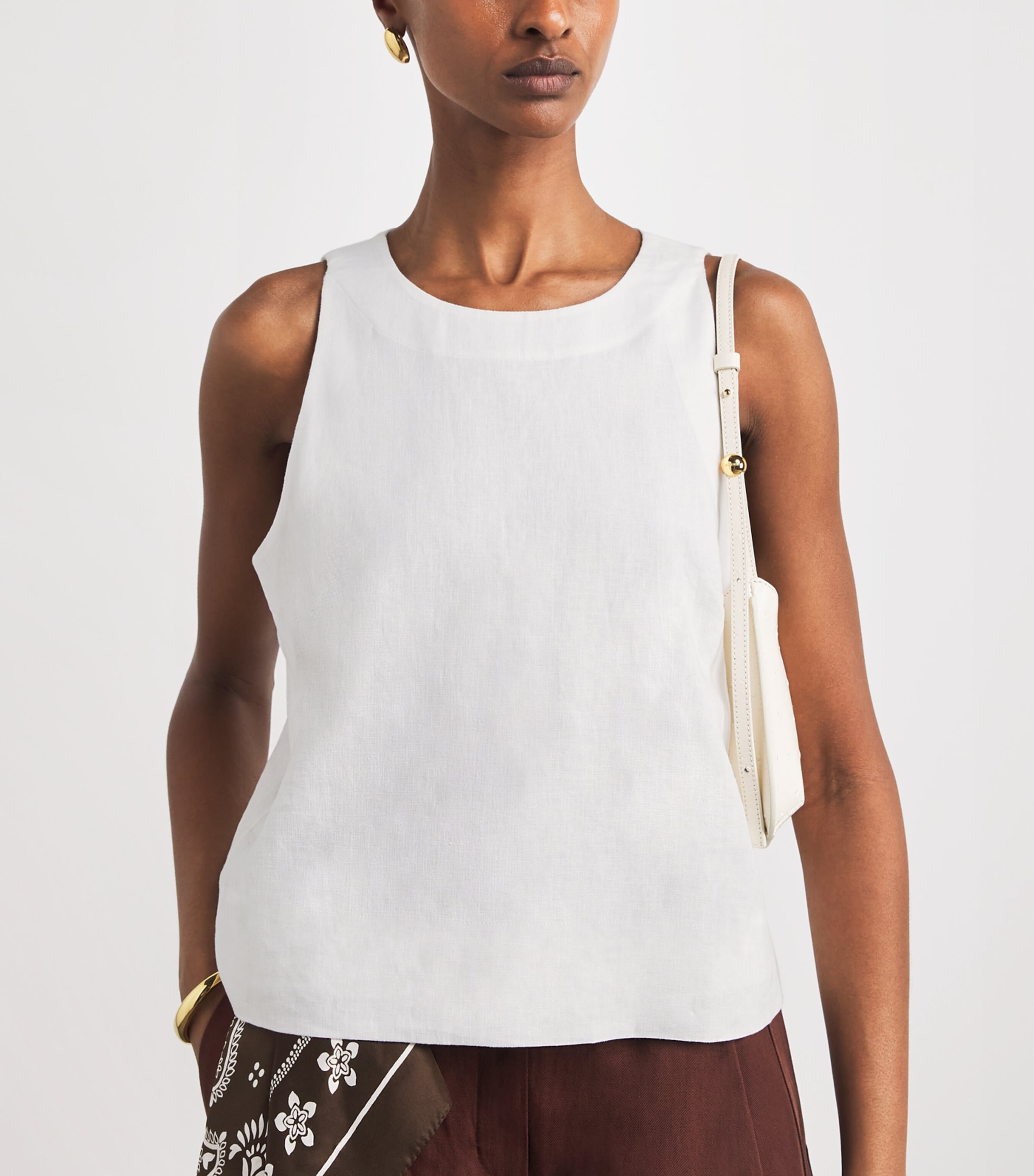 ME+EM Womens Linen-Blend Creaseless Shell Top Soft White Image 3