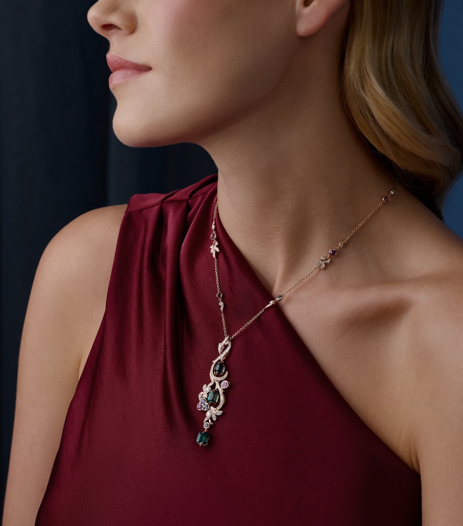 Boodles Rose Gold, Diamond, Sapphire and Tourmaline The Palace Collection Royal Damask Pendant Necklace Blue Image 2