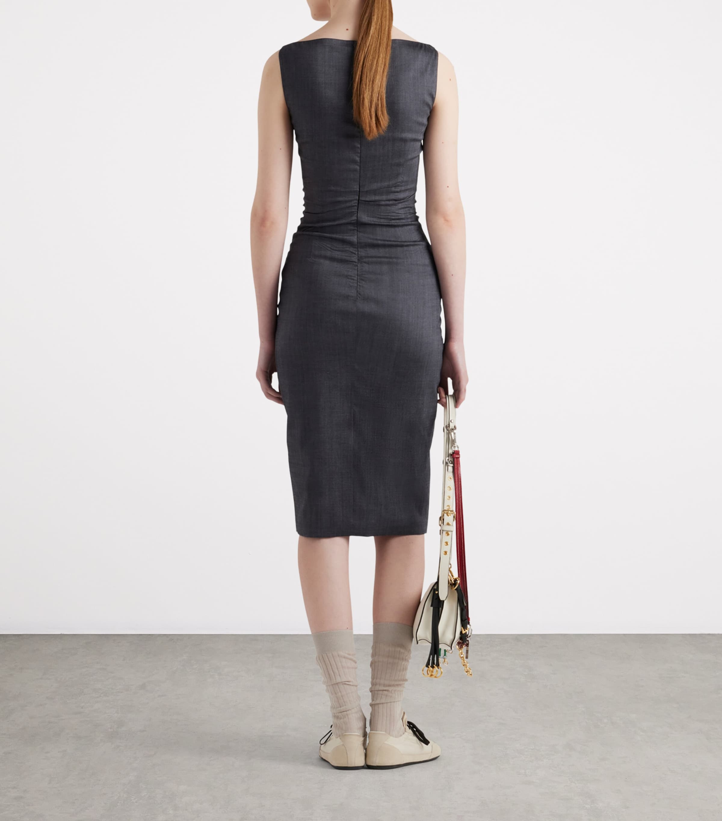Prada Womens Mohair-Blend Midi Dress Image 5