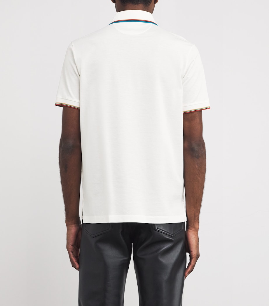 Cotton Signature Stripe Polo Shirt 01_WHITE Image 4