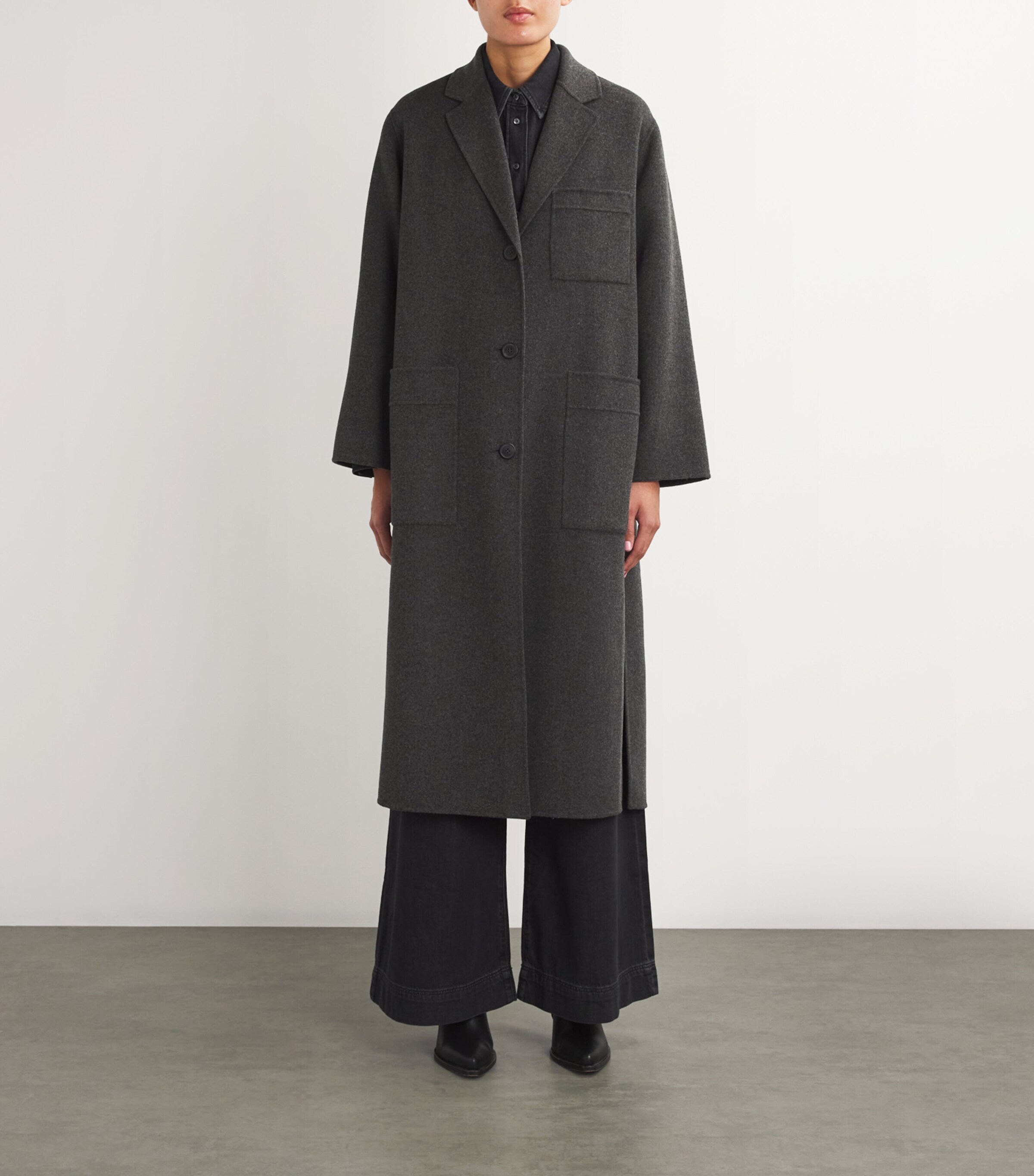 Weekend Max Mara Womens Wool-Blend Overcoat Dark Grey Image 3