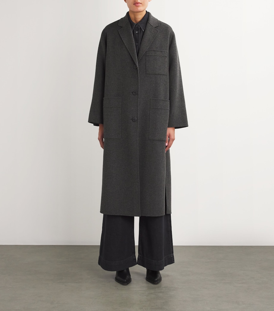Weekend Max Mara Womens Wool-Blend Overcoat Dark Grey Image 3
