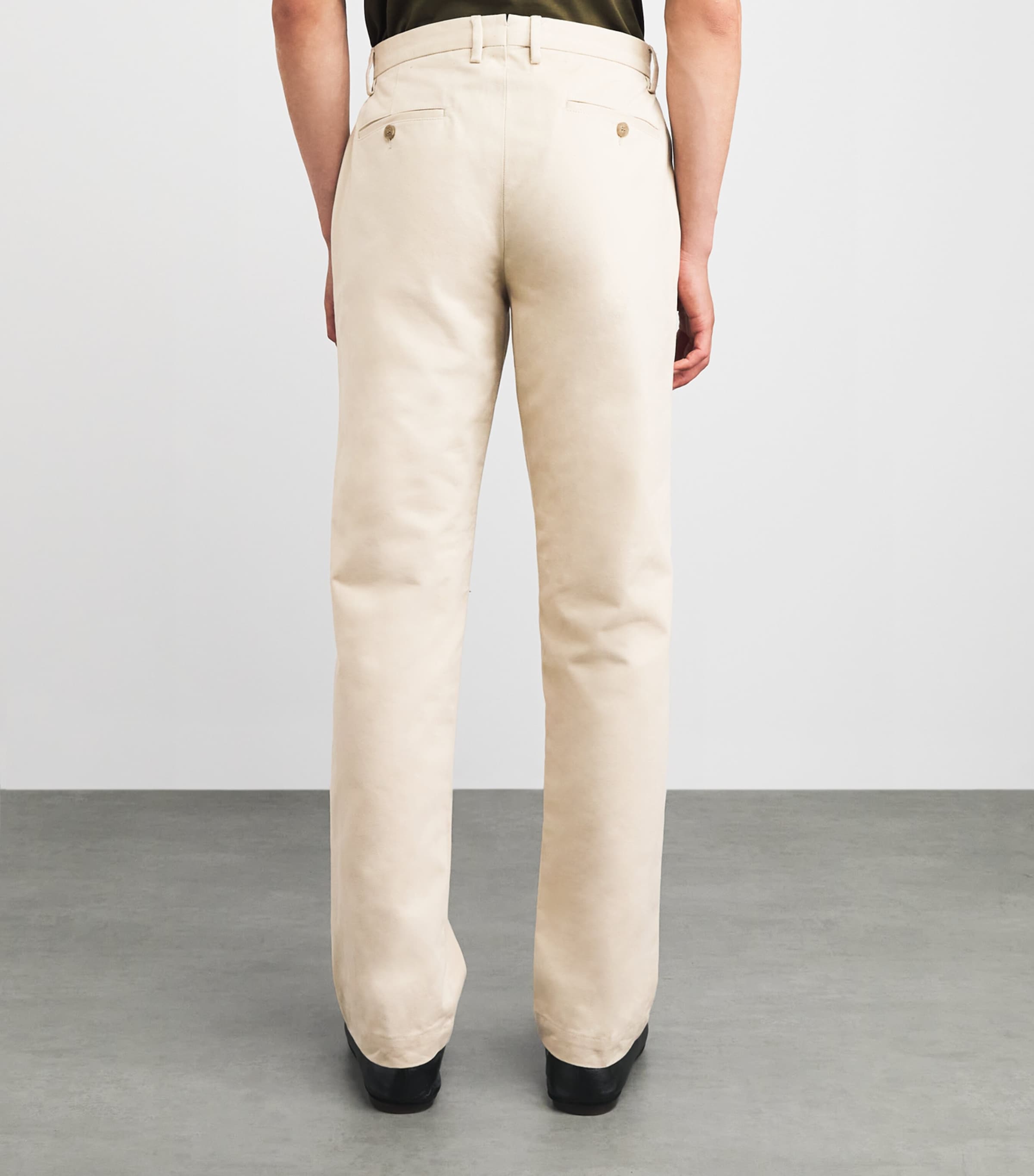 Sunspel Mens Cotton Drill Trousers Light Stone Image 5
