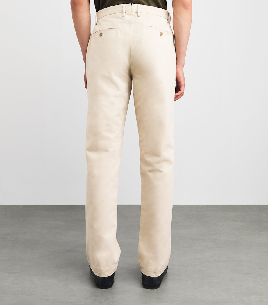 Sunspel Mens Cotton Drill Trousers Light Stone Image 5