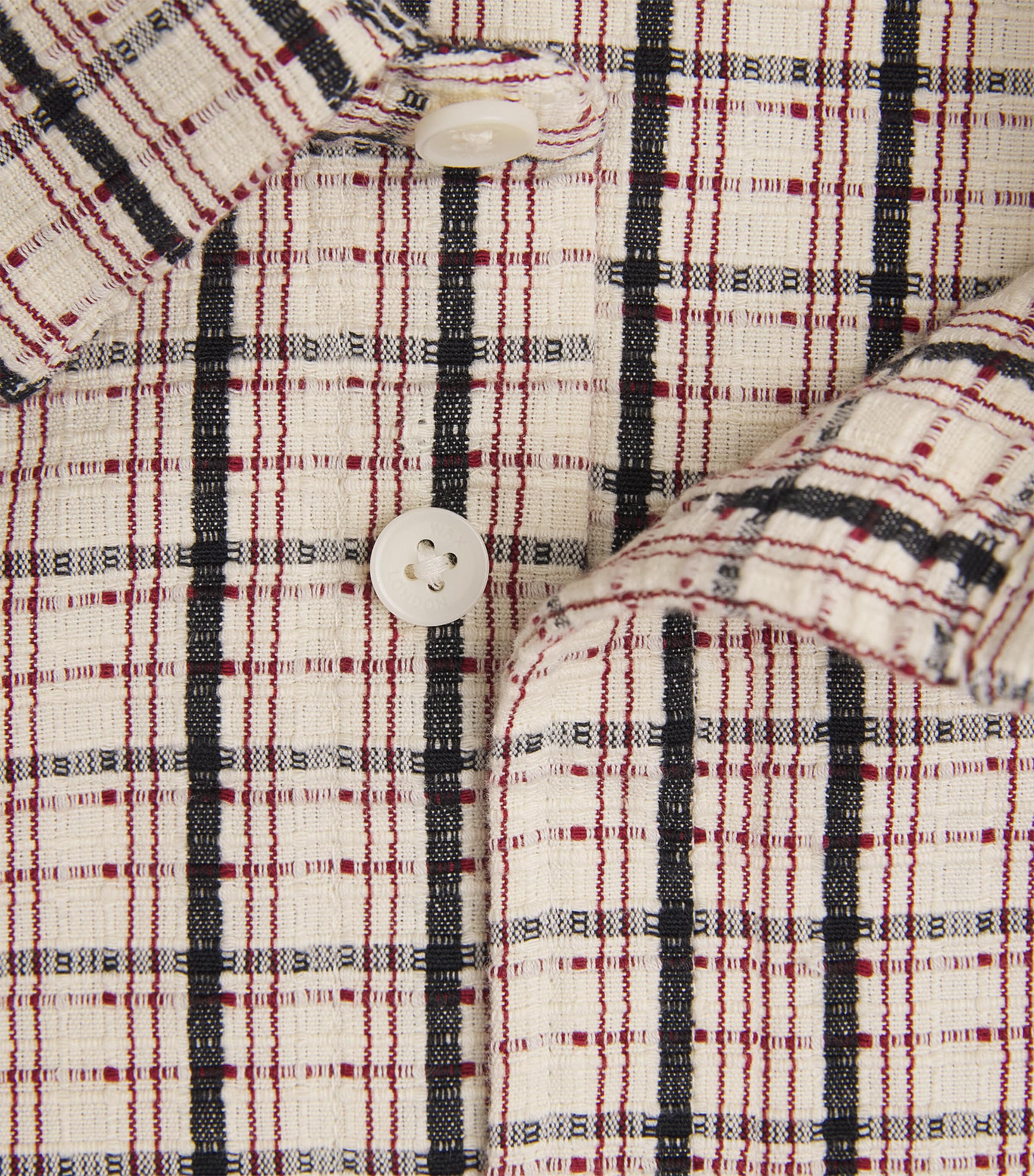 Wax London Mens Cotton Check Shelly Shirt Ecru / Red Image 6