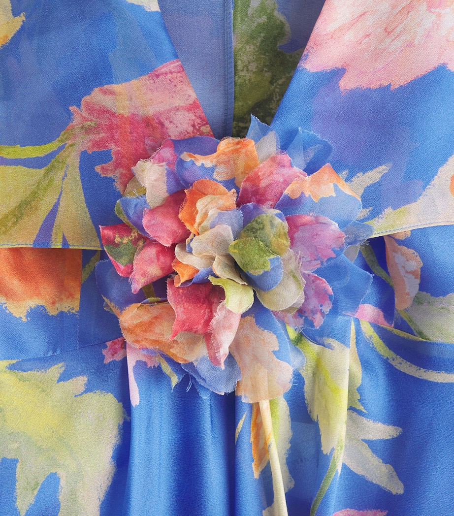 Carolina Herrera Womens Silk Organza Floral Cape Gown Bluebell Multi Image 5