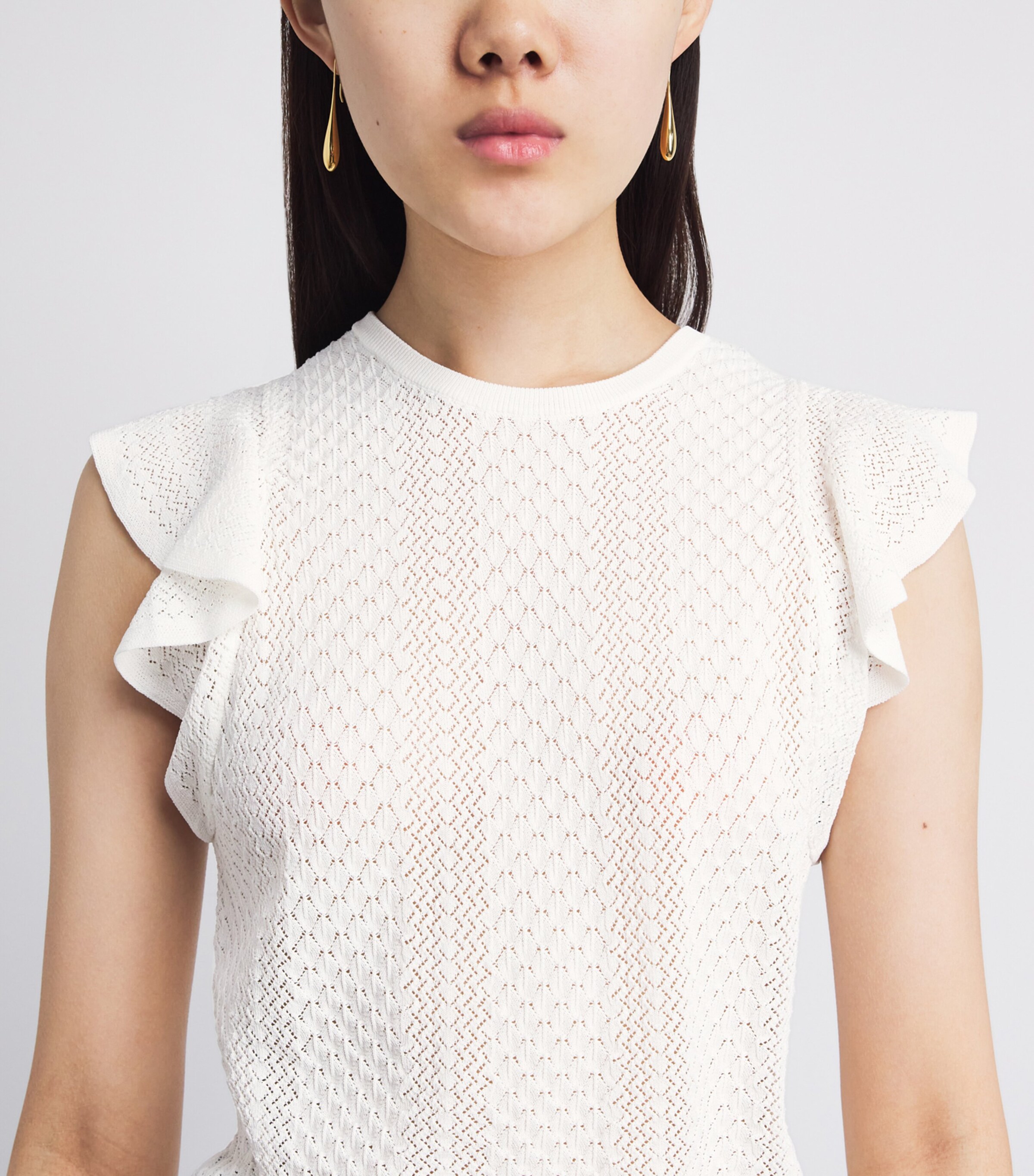 PAIGE Womens Ruffled Margo Tank Top White Image 3