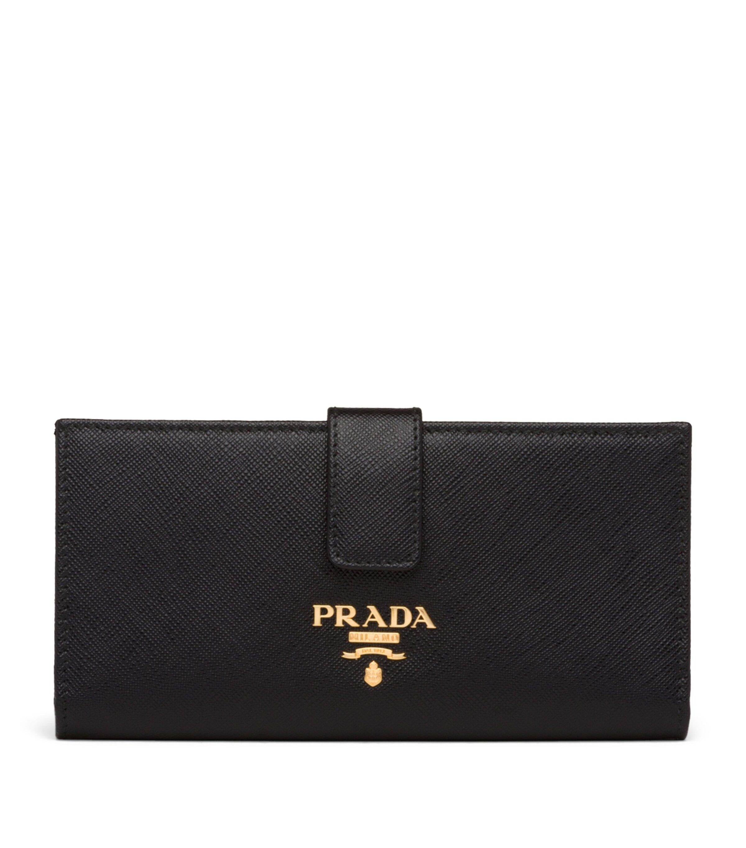 Prada Large Saffiano Leather Bifold Wallet In Black