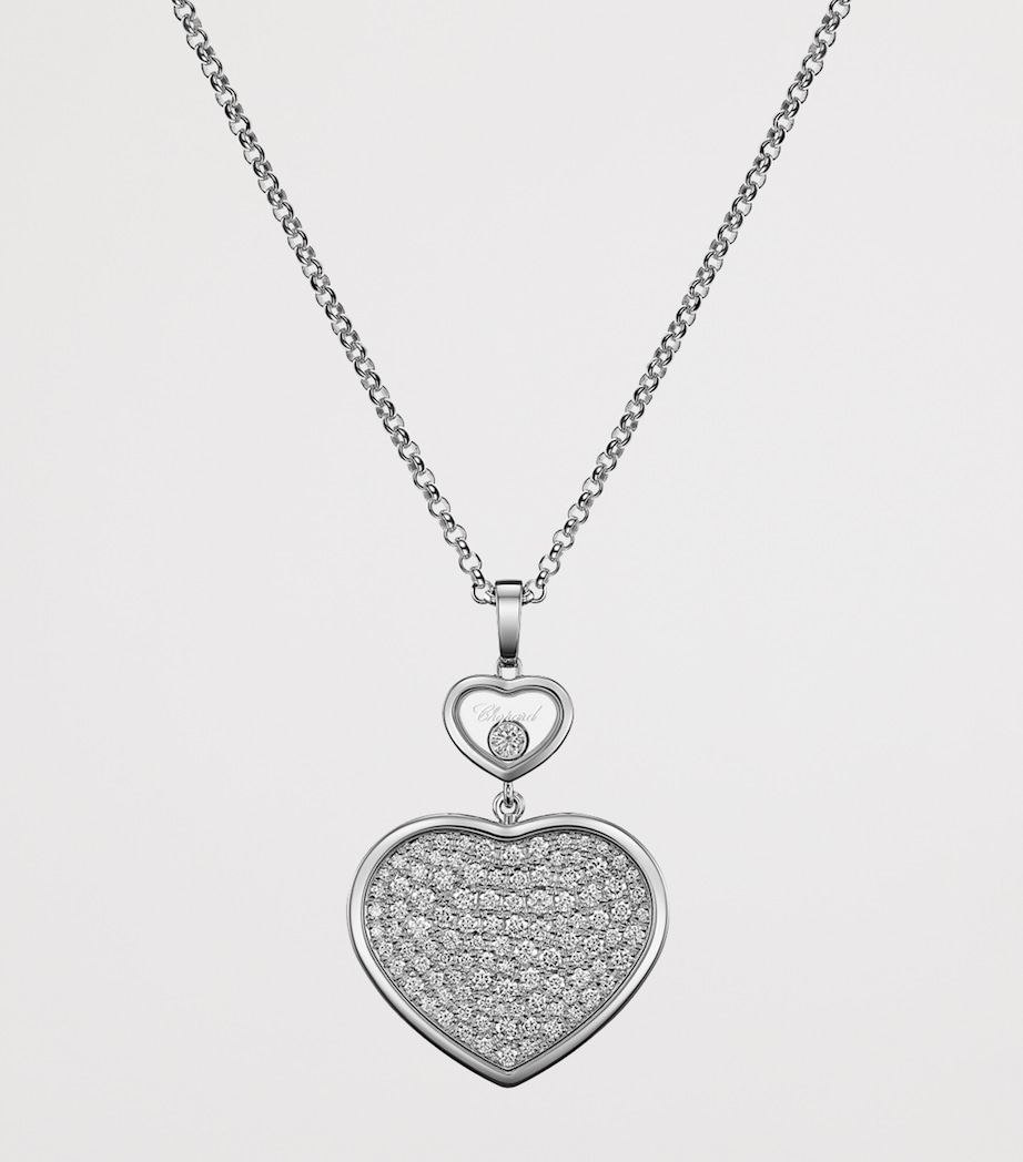 White Gold and Diamond Happy Hearts Pendant Necklace 18K WHITE GOLD Image 4