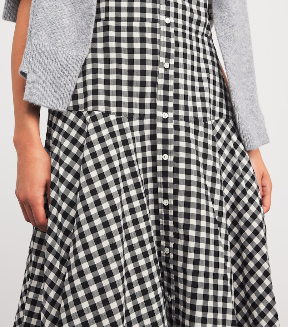Cotton Check Midi Shirt Dress 1945 BLACK WHITE Image 6