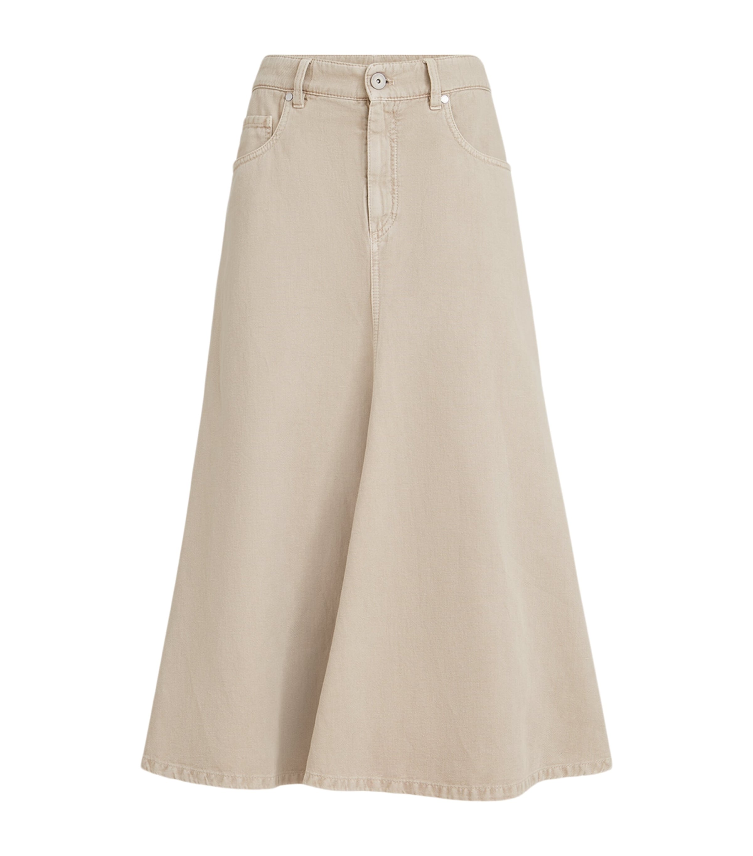 Brunello Cucinelli Womens Cotton-Linen Midi Skirt Image 1