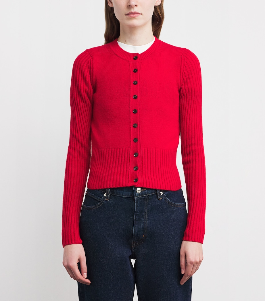 Cashmere Slim-Fit Cardigan TRUE SCARLET RED Image 3
