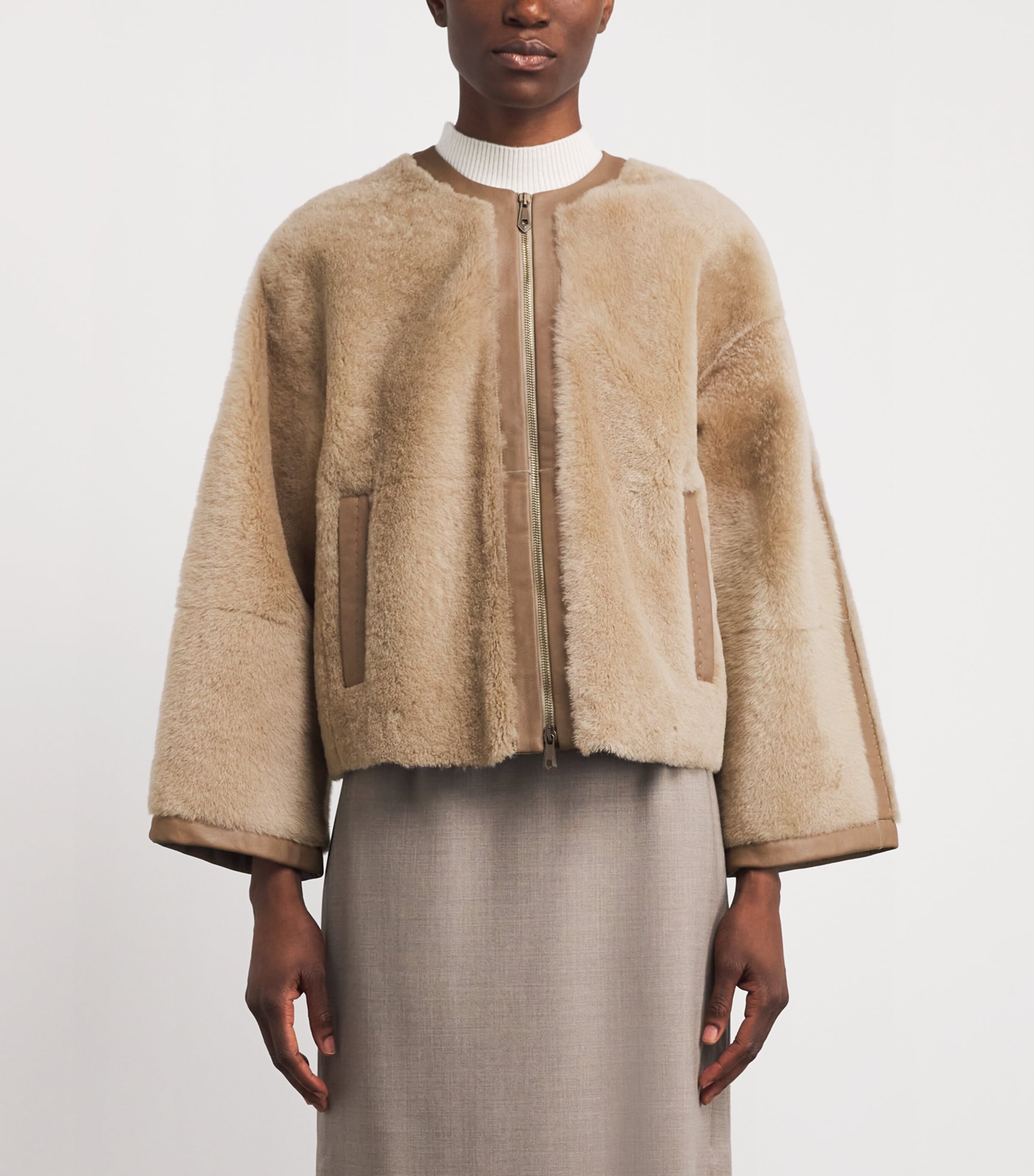 Max Mara Beige Atelier Shearling Jacket | Harrods US