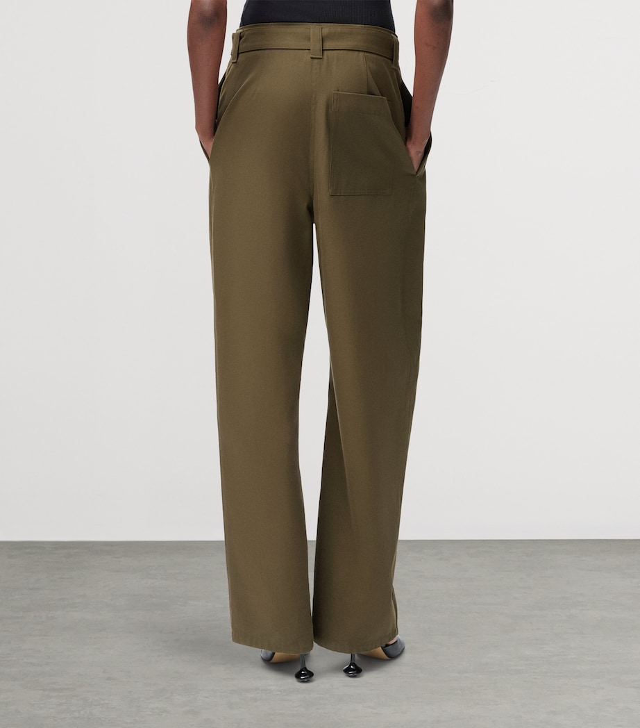 Cotton-Silk Pleated Trousers KHAKI GREEN Image 4