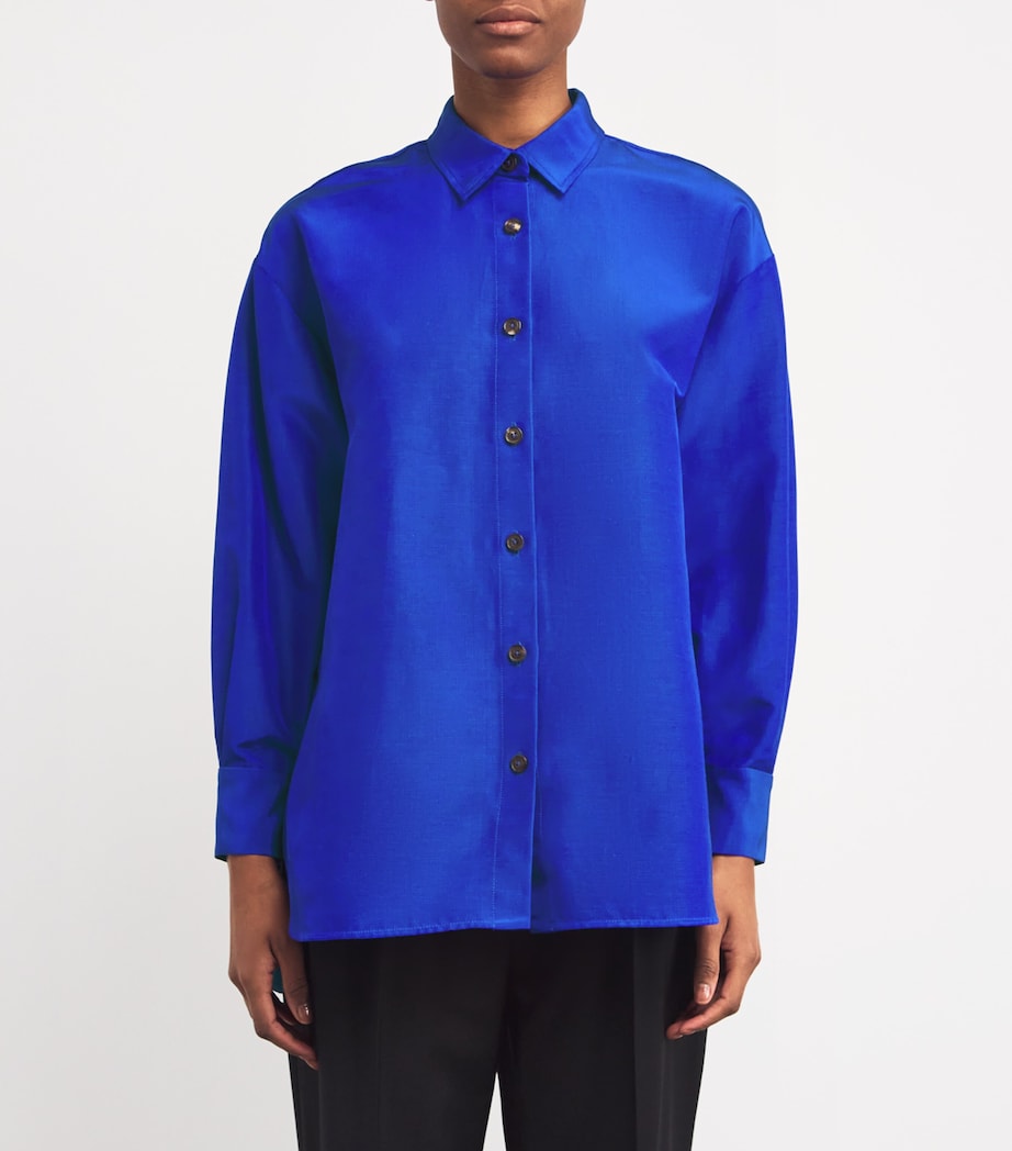 Cotton-Blend Oversized Shirt 028 ULTRAMARINE Image 3