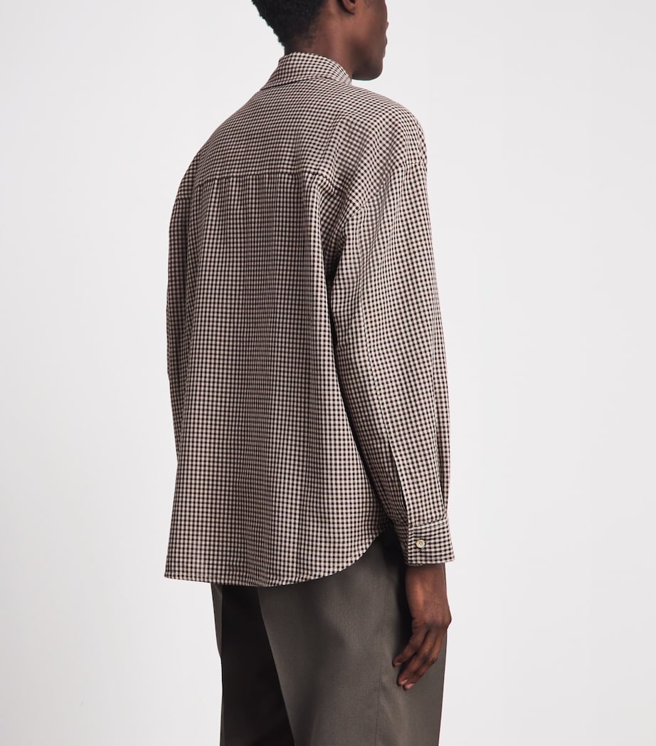 Séfr Mens Check Shirt White Dark Brown Chk Image 5