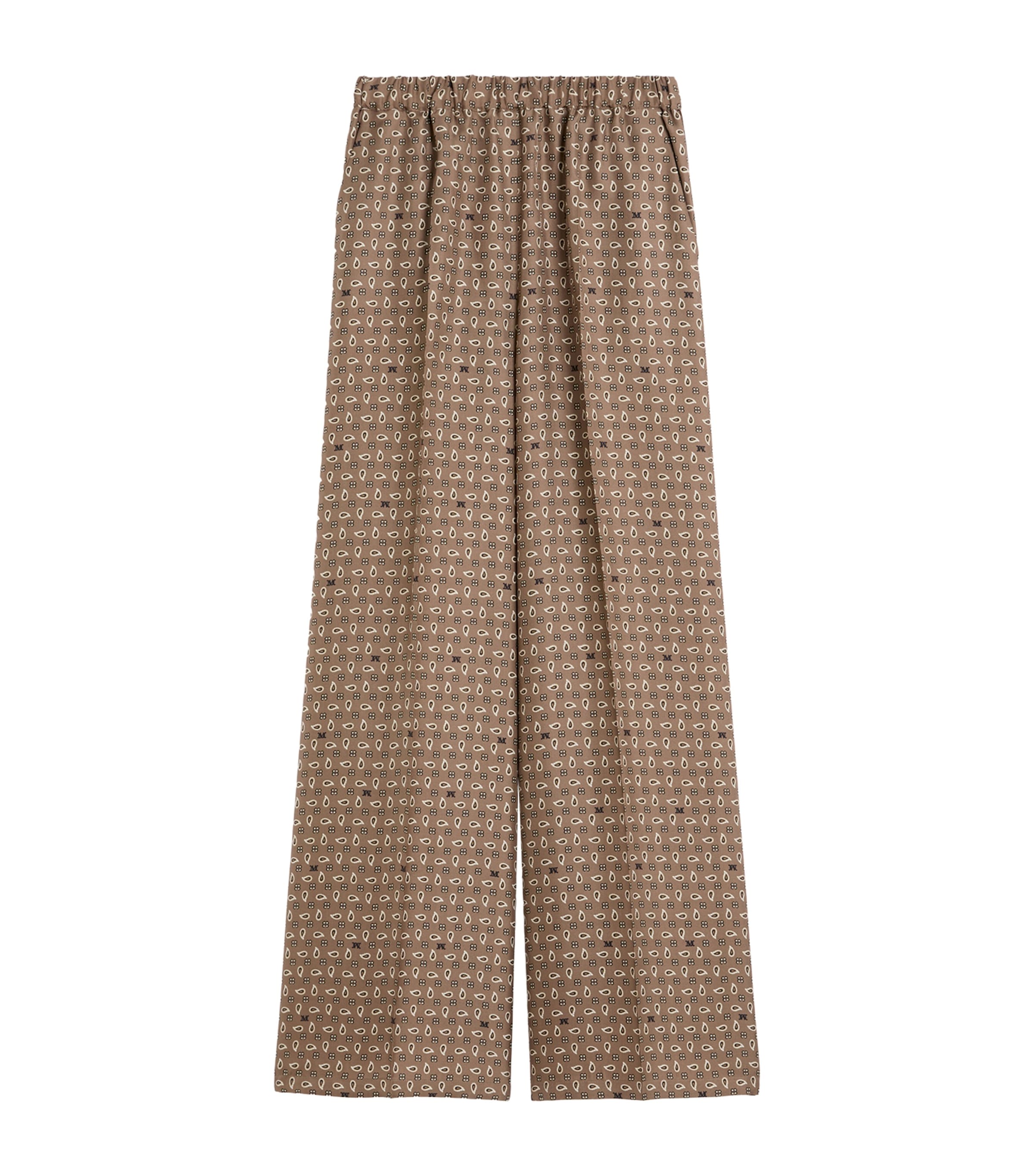 Silk Twill Printed Wide-Leg Trousers MUD Image 1