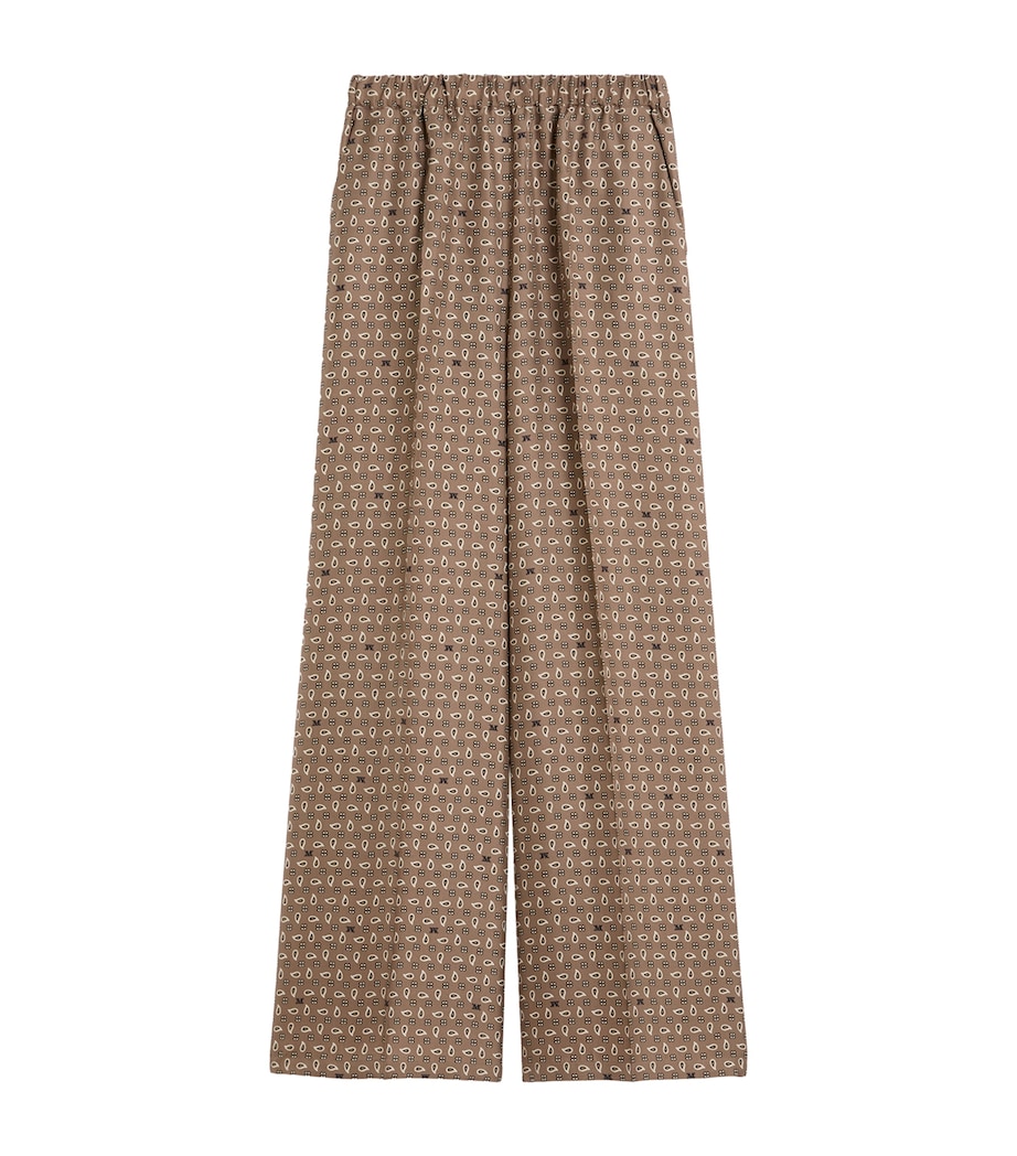 Silk Twill Printed Wide-Leg Trousers MUD Image 1