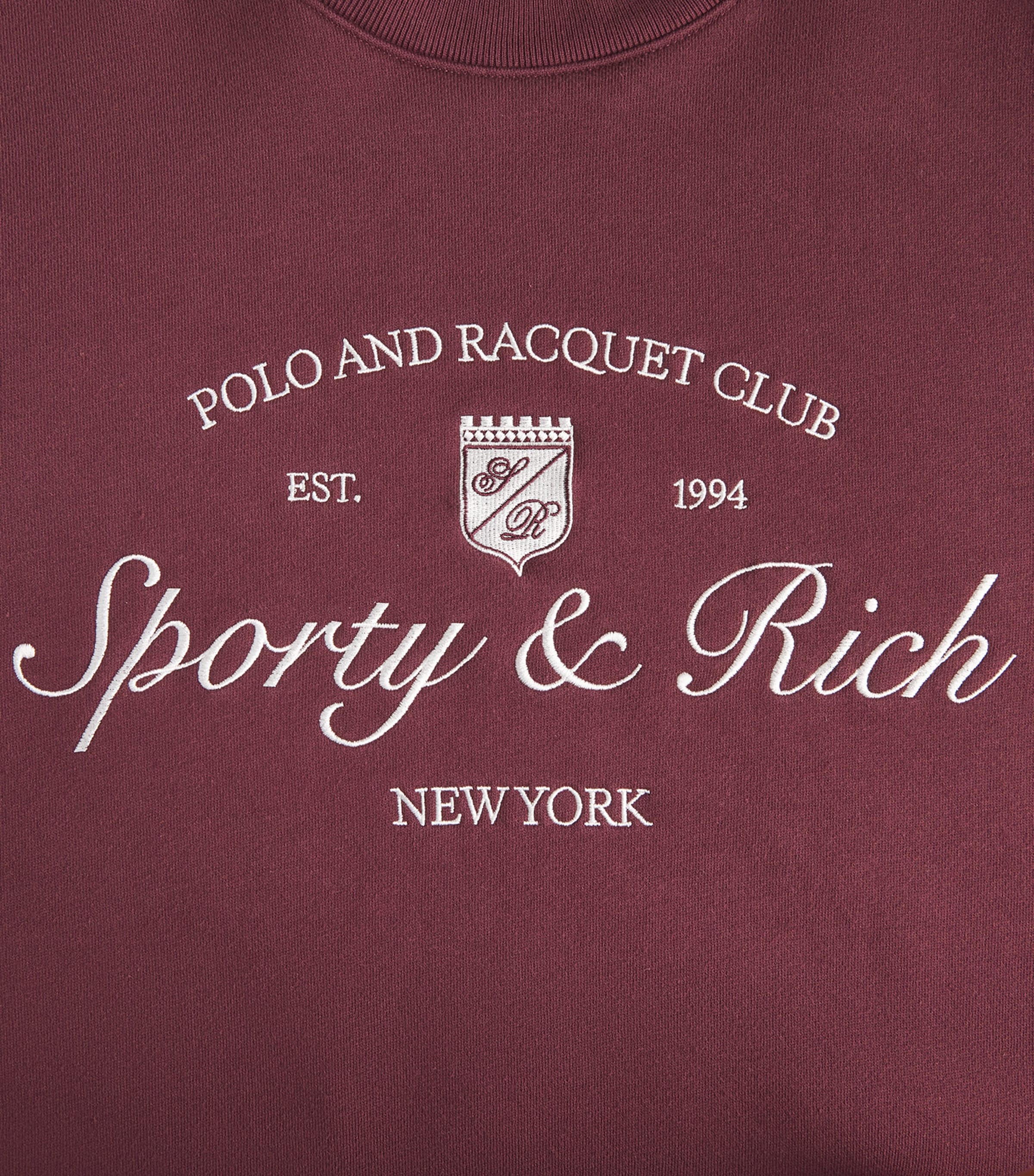 Sporty & Rich Womens Syracuse Embroidered Sweatshirt Bordeaux White Image 6