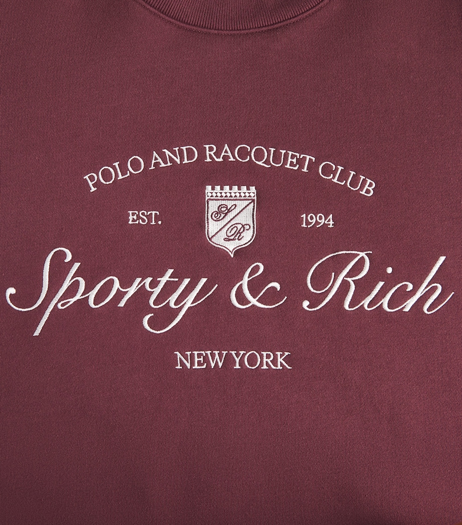 Sporty & Rich Womens Syracuse Embroidered Sweatshirt Bordeaux White Image 6
