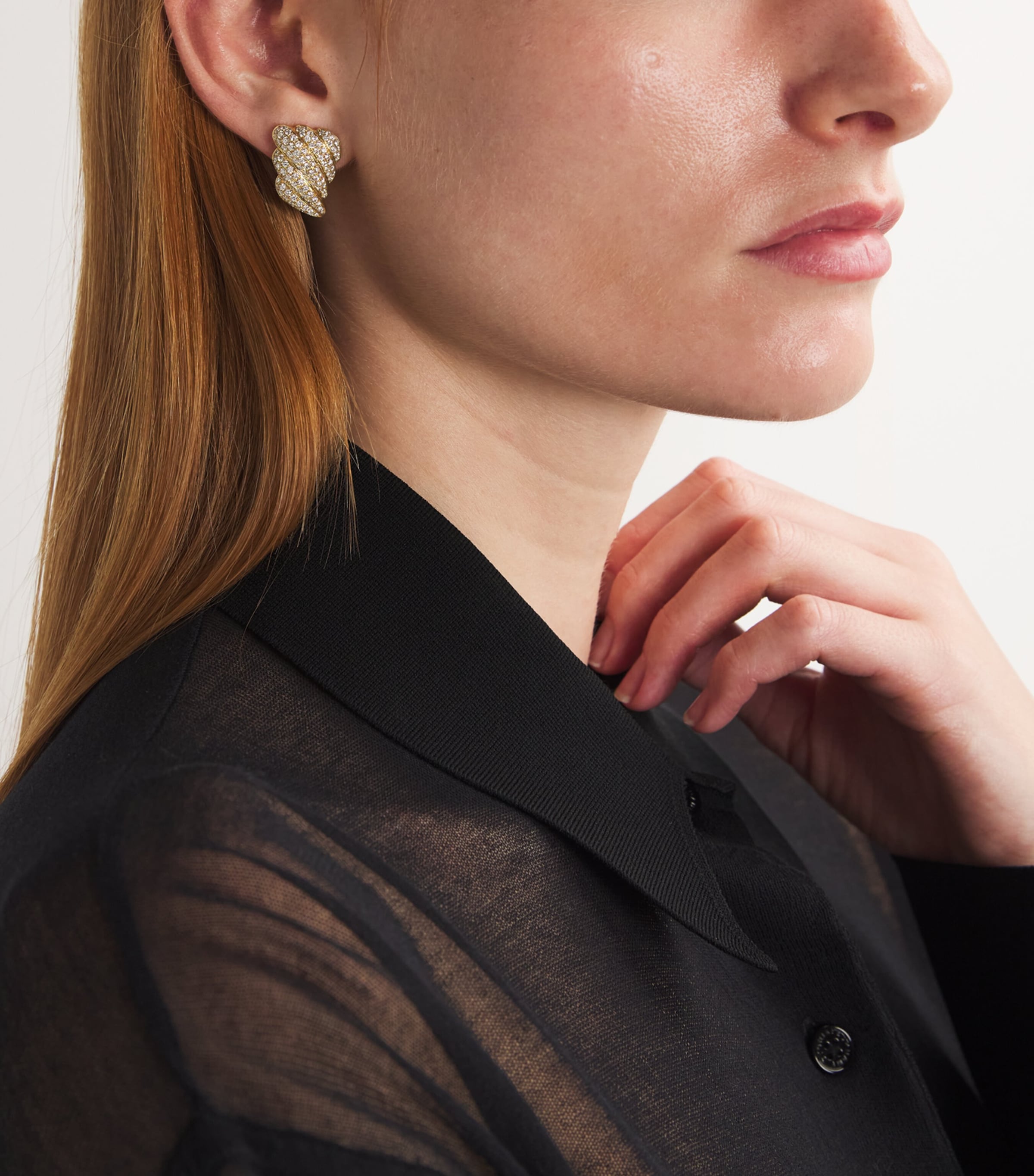 Anita Ko Yellow Gold and Diamond Croissant Earrings Yellow Gold Image 2