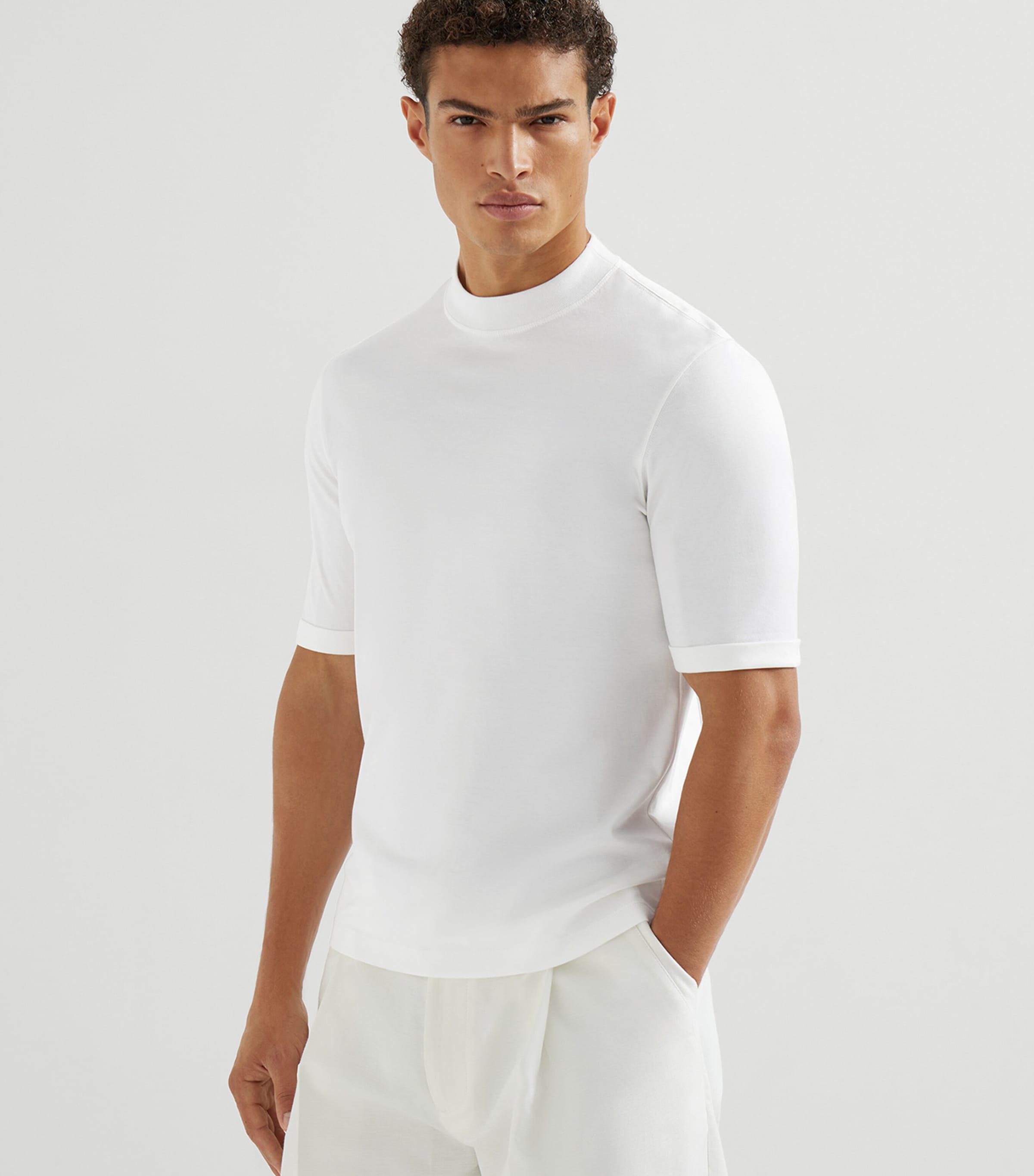 Cotton High-Neck T-Shirt C7220 Image 3