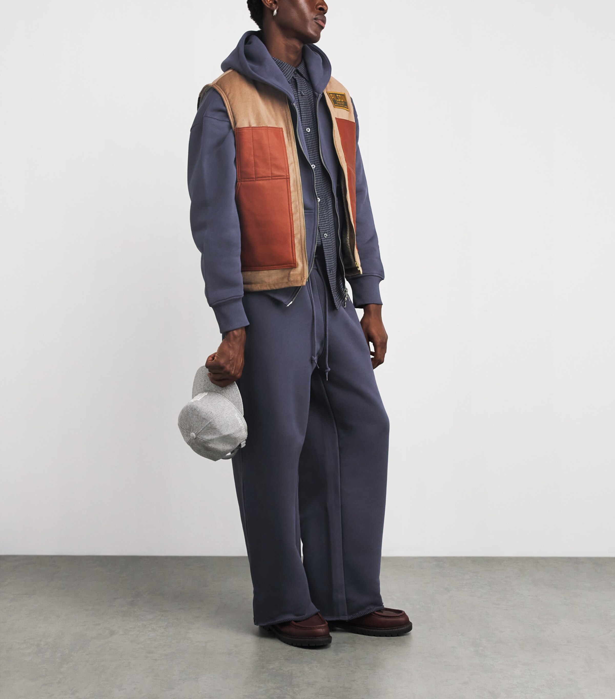 Cotton Raw Hem Wide-Leg Sweatpants SMOKE BLUE Image 2