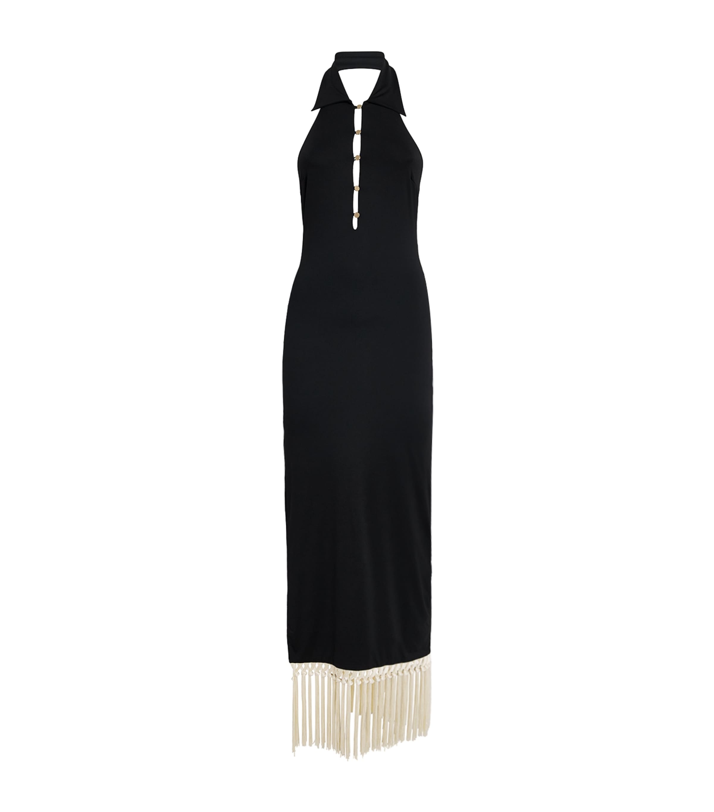 Fringe Tropicana Midi Dress BLACK-IVORY Image 1